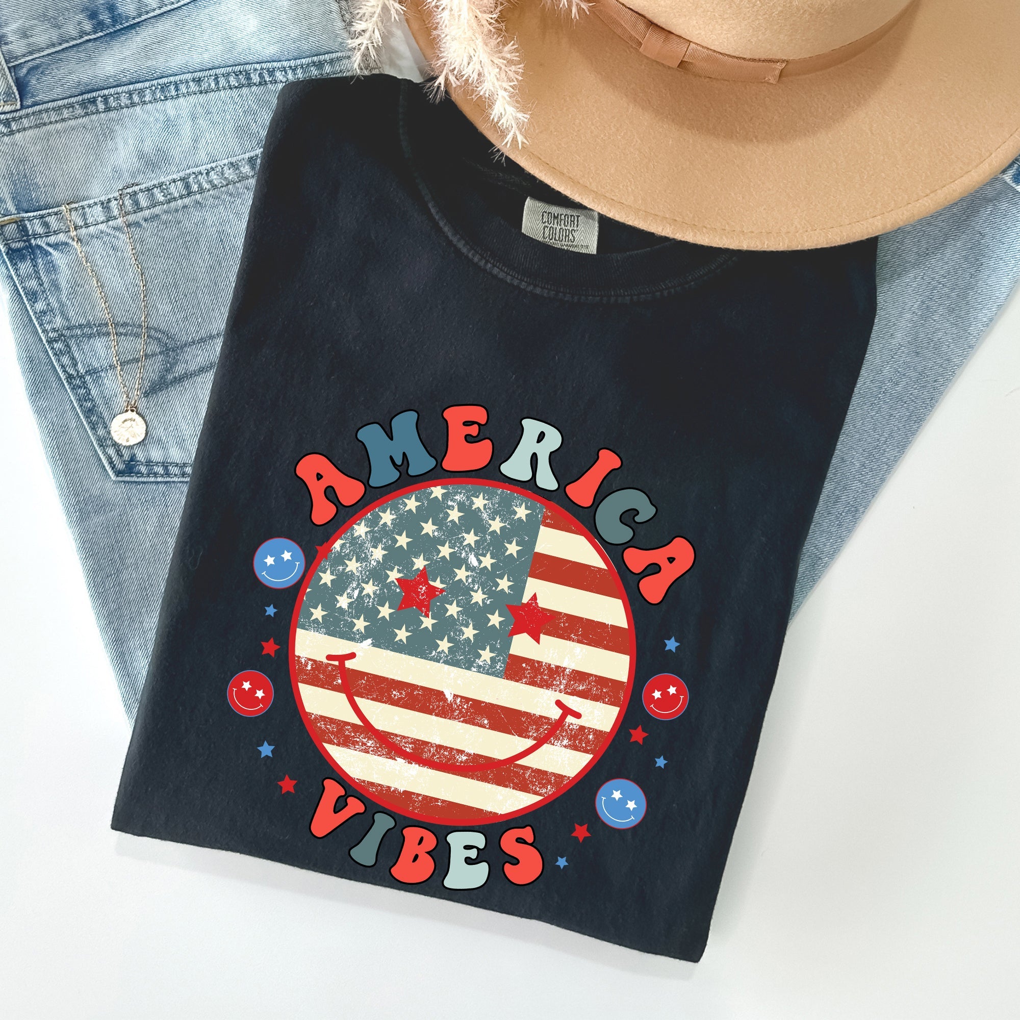 Retro America Vibes Patriotic Vintage Fourth Of July Americana Heritage Edition Comfort Colors Tee
