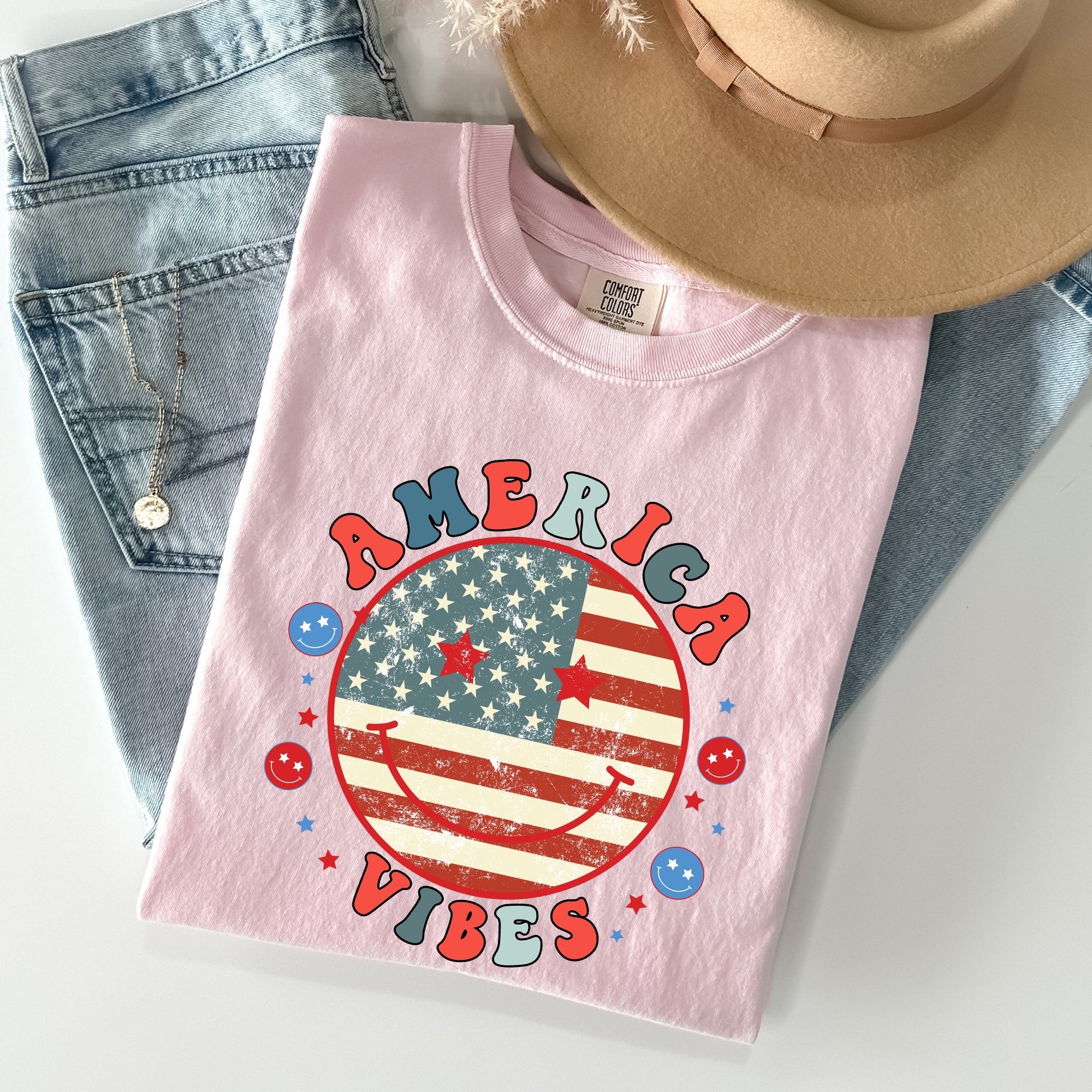 Retro America Vibes Patriotic Vintage Fourth Of July Americana Heritage Edition Comfort Colors Tee