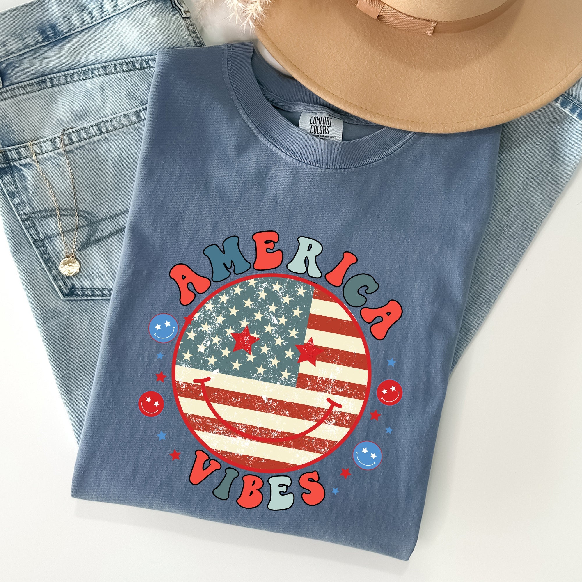 Retro America Vibes Patriotic Vintage Fourth Of July Americana Heritage Edition Comfort Colors Tee