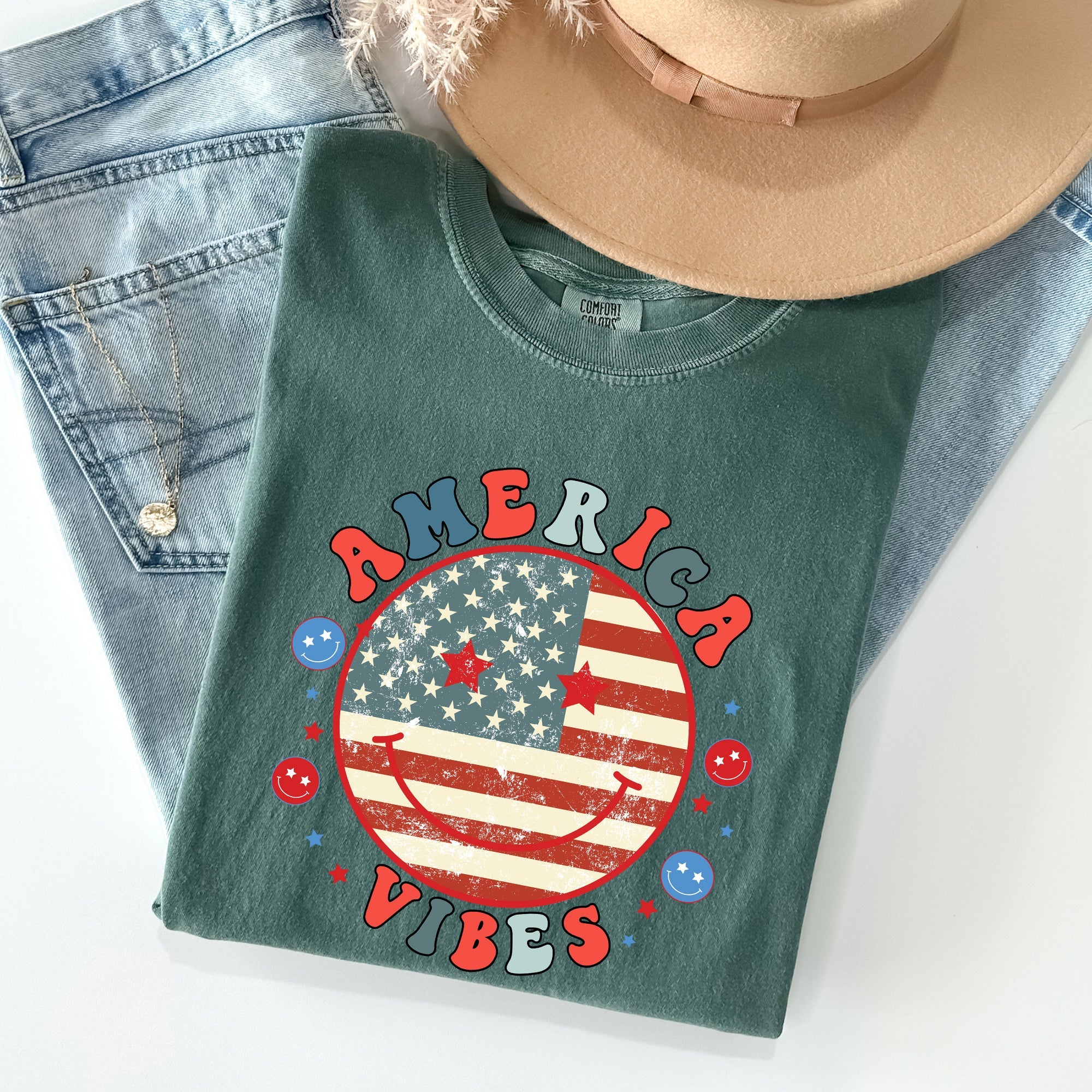 Retro America Vibes Patriotic Vintage Fourth Of July Americana Heritage Edition Comfort Colors Tee
