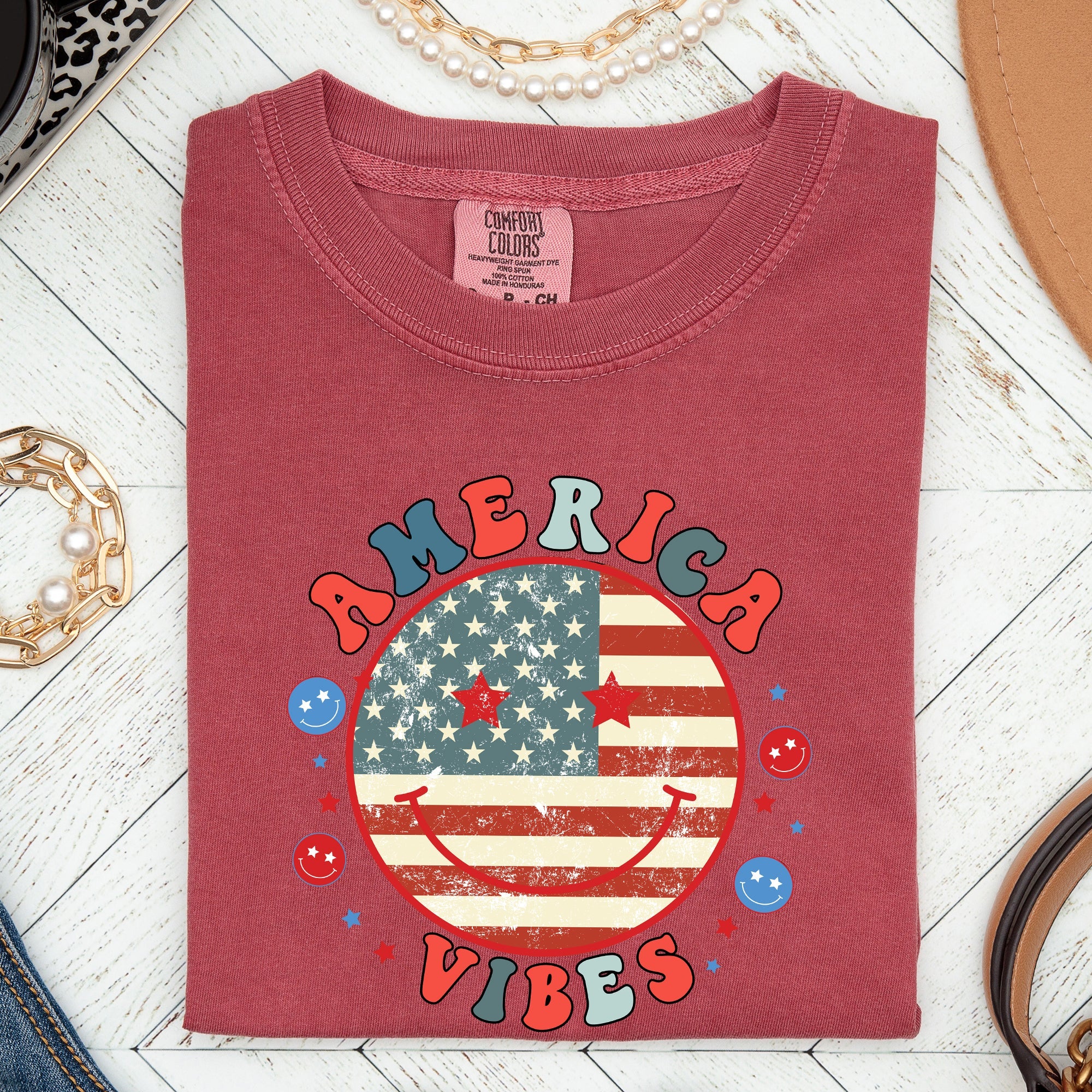 Retro America Vibes Patriotic Vintage Fourth Of July Americana Heritage Edition Comfort Colors Tee
