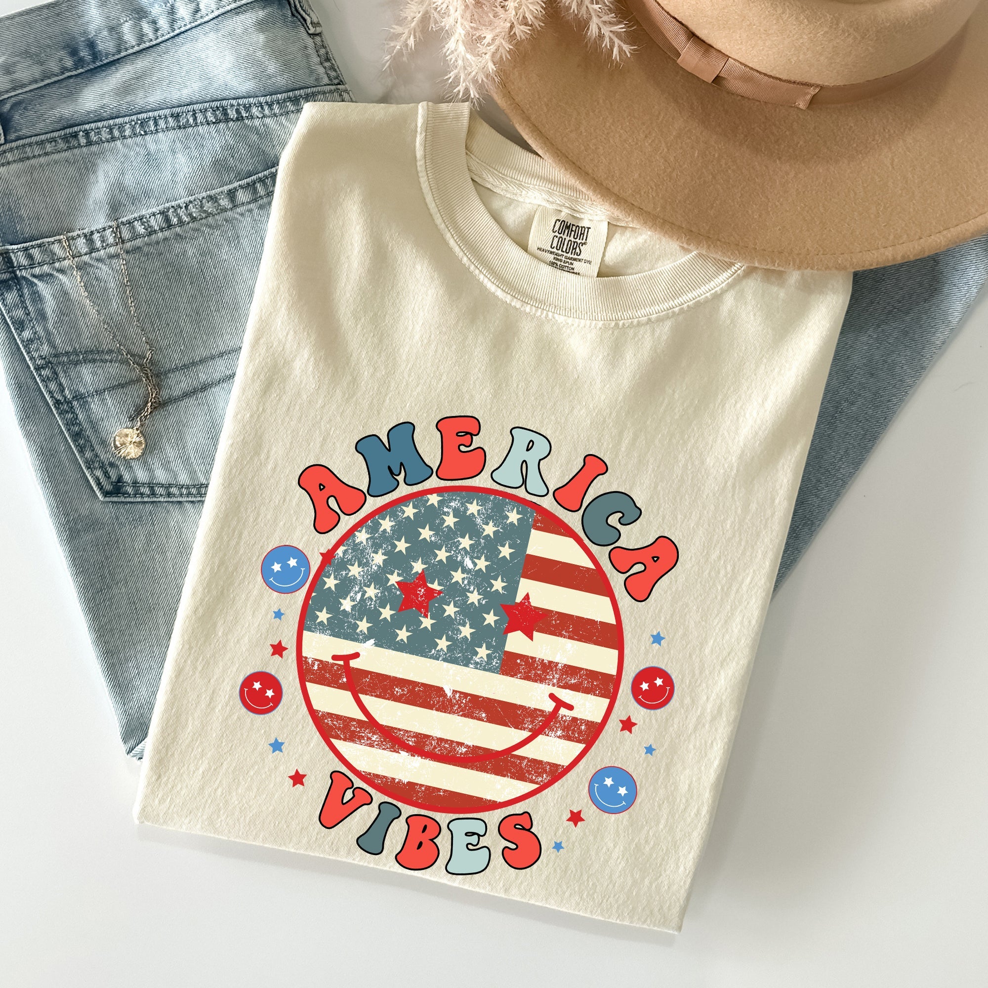 Retro America Vibes Patriotic Vintage Fourth Of July Americana Heritage Edition Comfort Colors Tee