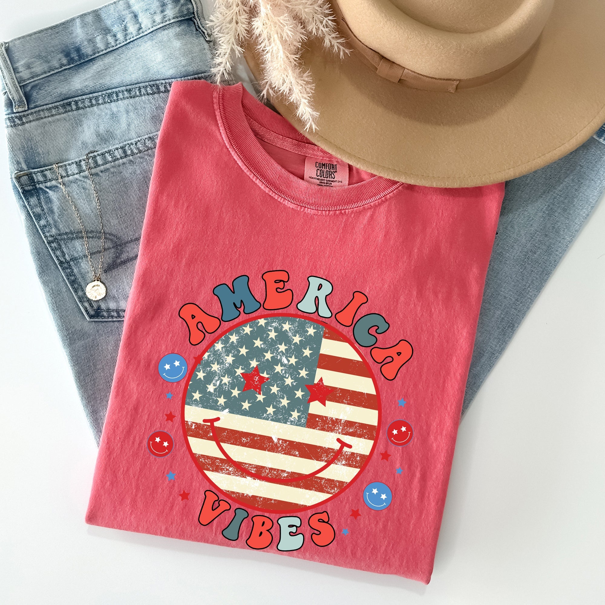 Retro America Vibes Patriotic Vintage Fourth Of July Americana Heritage Edition Comfort Colors Tee