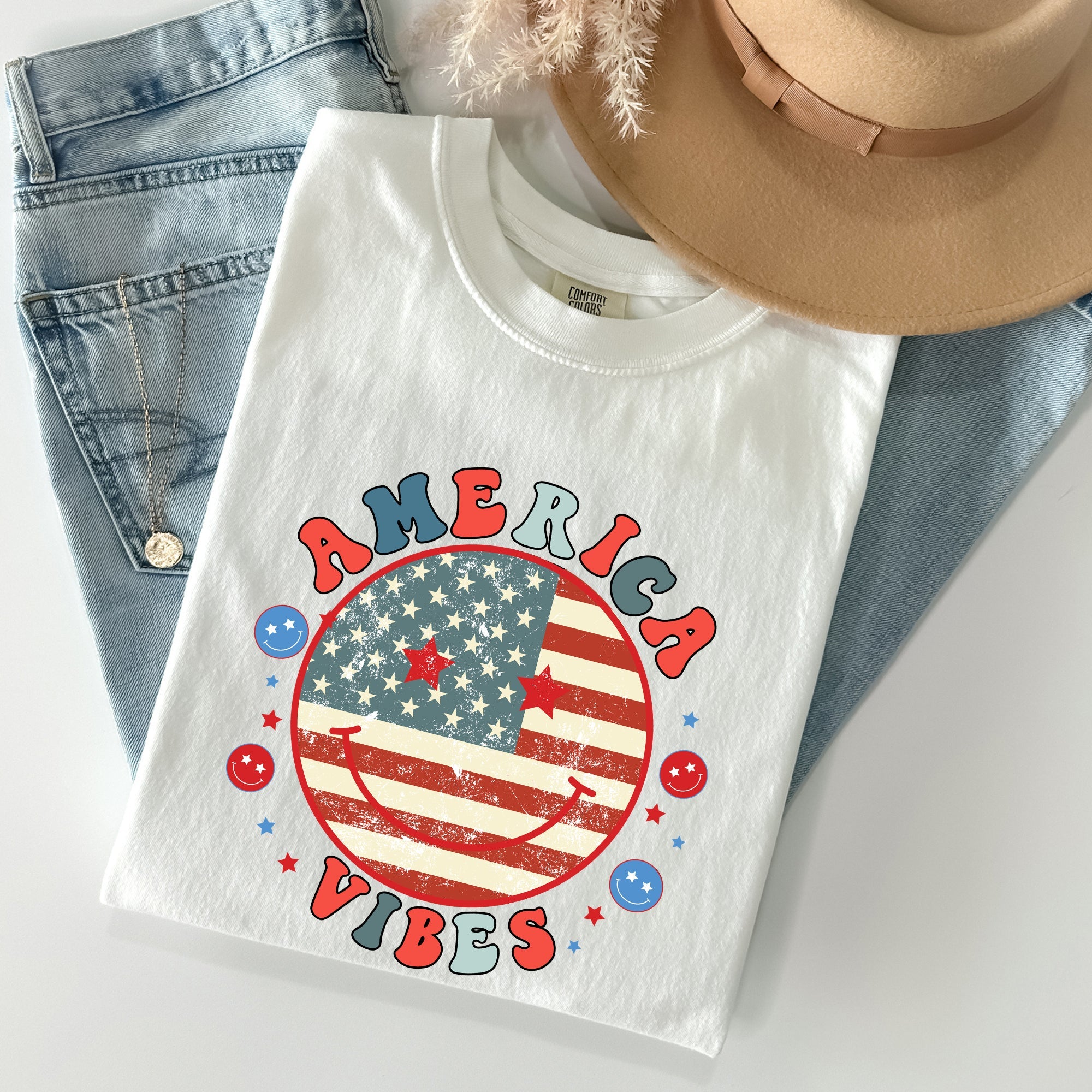 Retro America Vibes Patriotic Vintage Fourth Of July Americana Heritage Edition Comfort Colors Tee