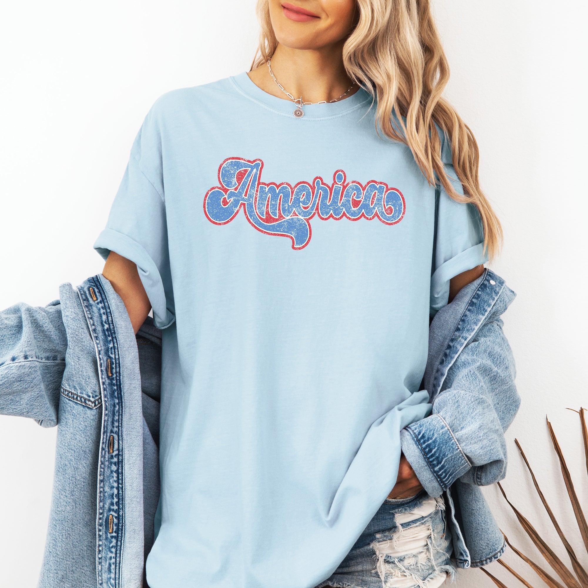 Retro America Grunge Vintage Patriotic USA 4th Of July Old Glory Comfort Colors Tee