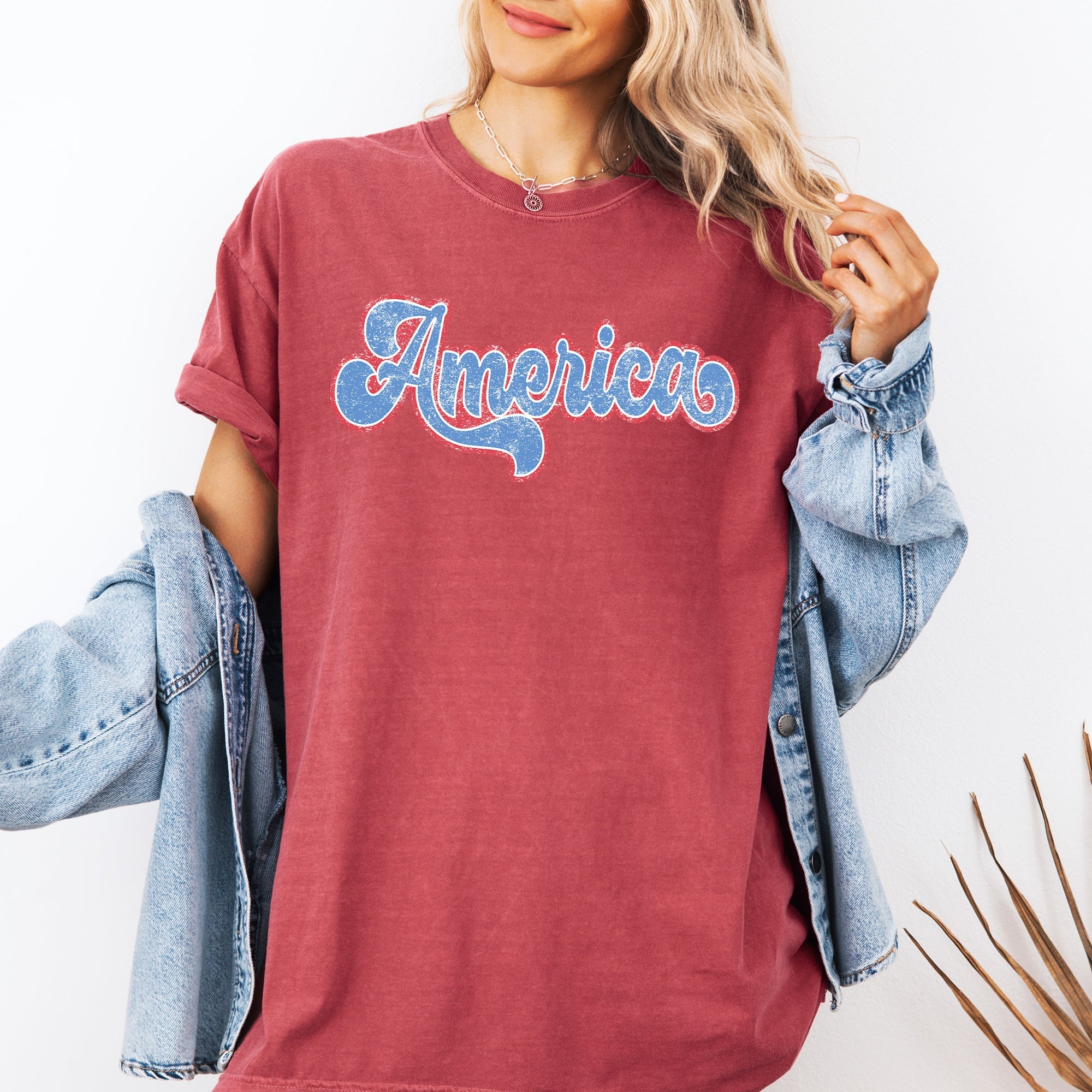 Retro America Grunge Vintage Patriotic USA 4th Of July Old Glory Comfort Colors Tee