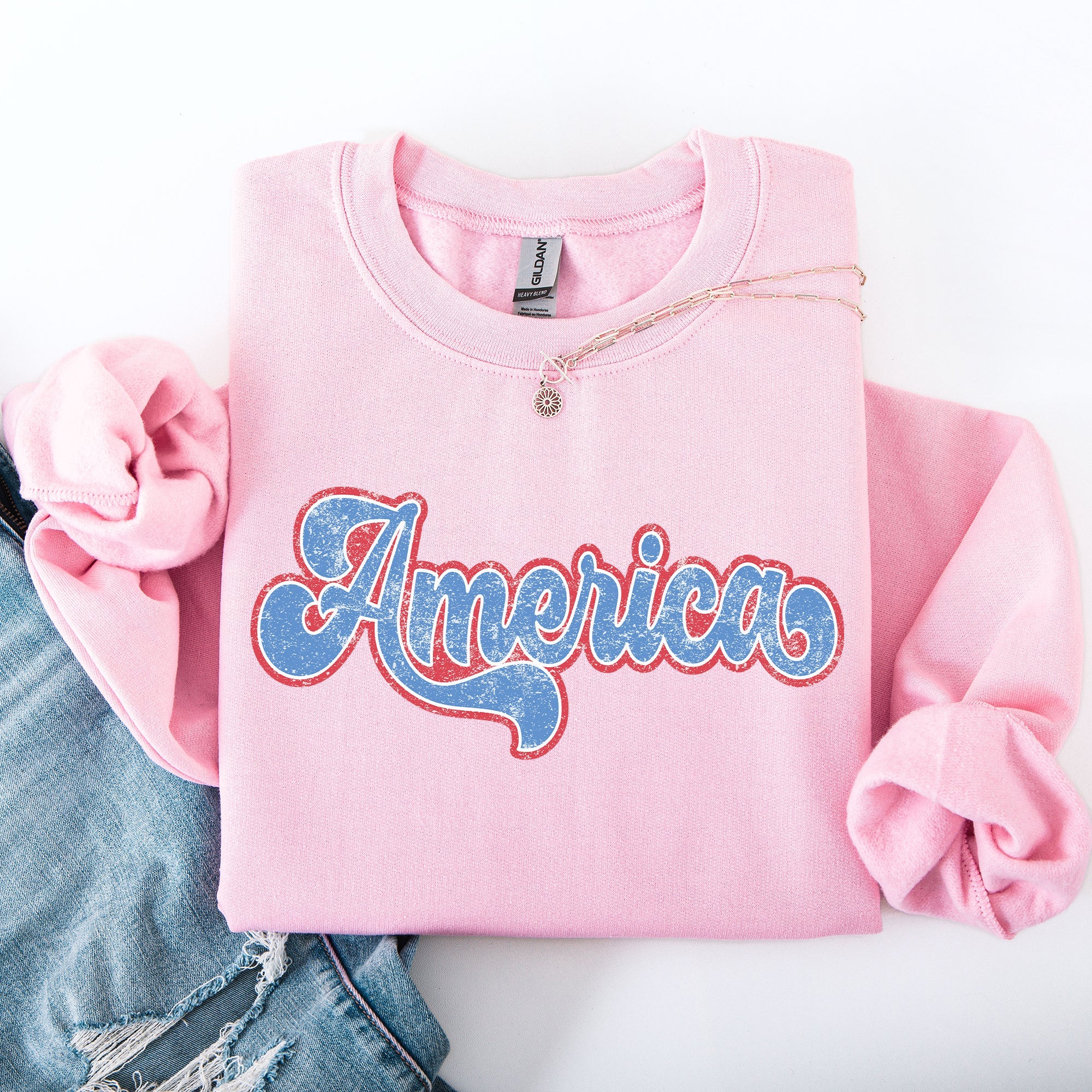 Retro America Grunge Vintage Patriotic USA 4th Of July Americana Style Sweatshirt