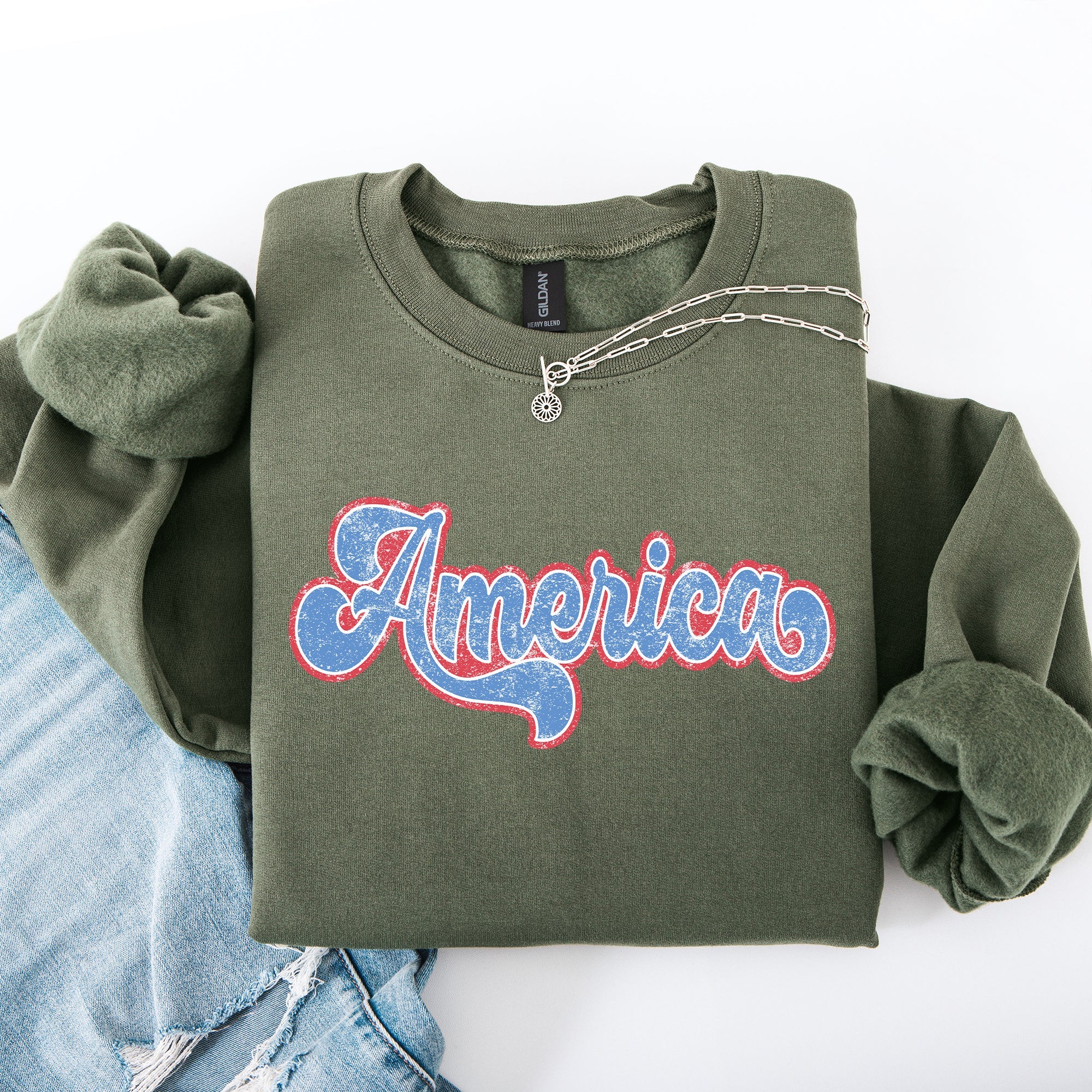 Retro America Grunge Vintage Patriotic USA 4th Of July Americana Style Sweatshirt