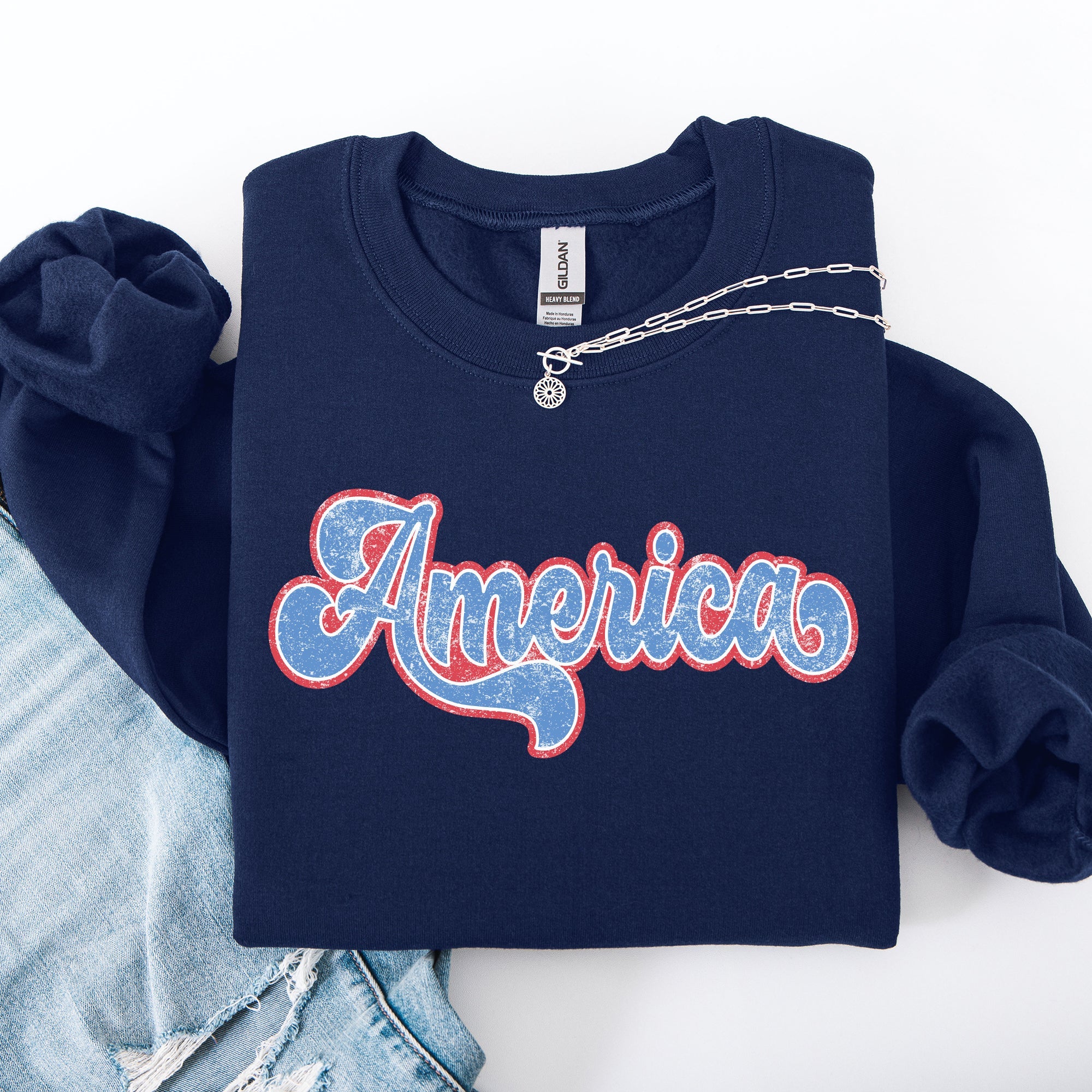 Retro America Grunge Vintage Patriotic USA 4th Of July Americana Style Sweatshirt