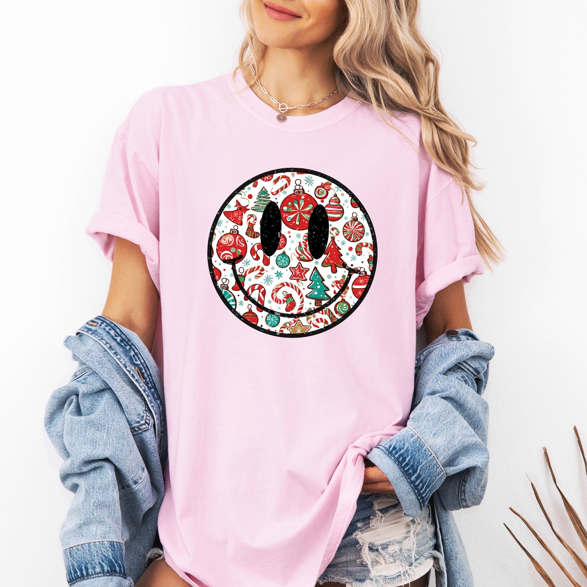 Retro Christmas Smiley Santa Claus Snowy Night Vintage Winter Holiday Party Cheer Comfort Colors Tee