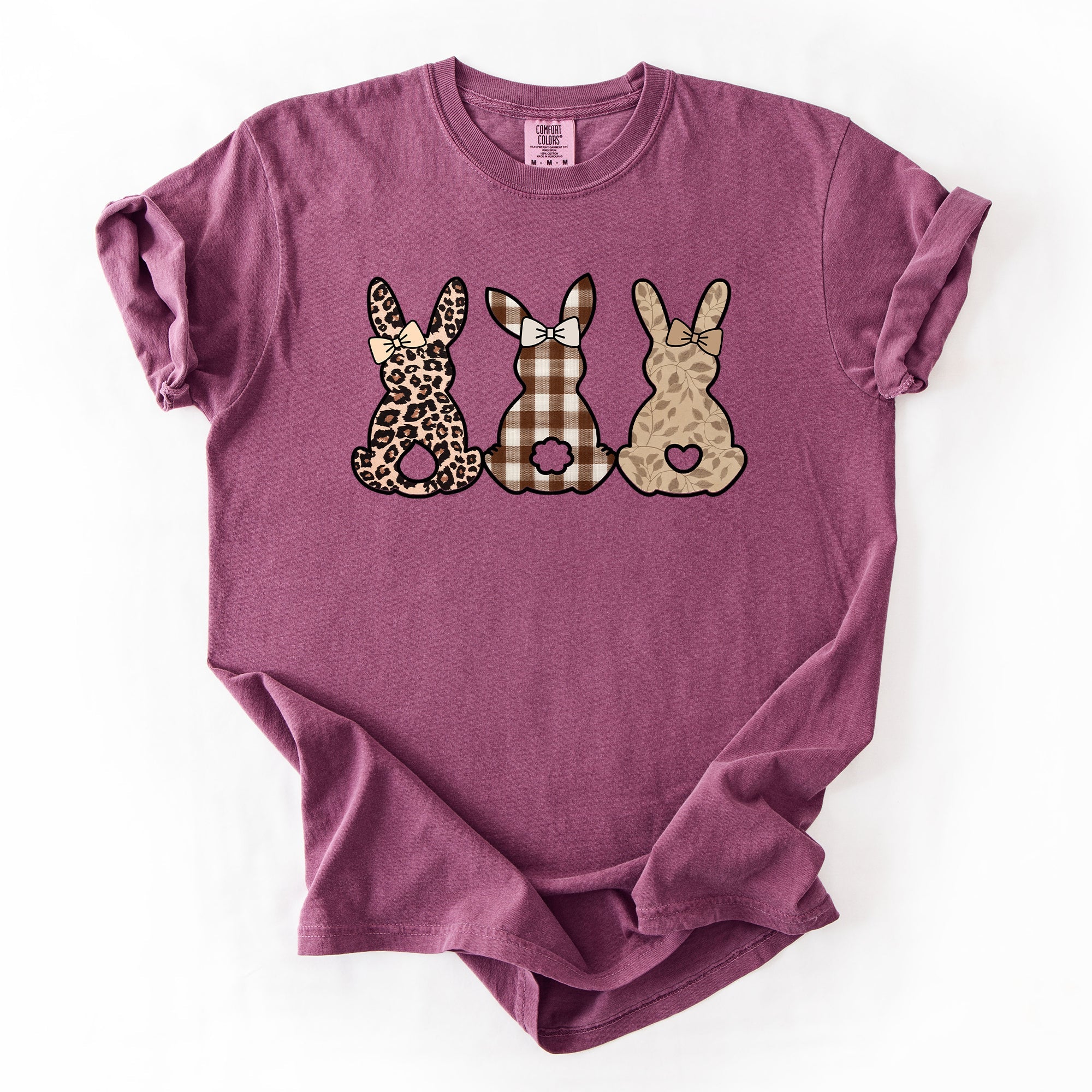 Retro Easter Bunnies Leopard Pattern Bunny Illustration Collection For Festive Style Comfort Colors Tee