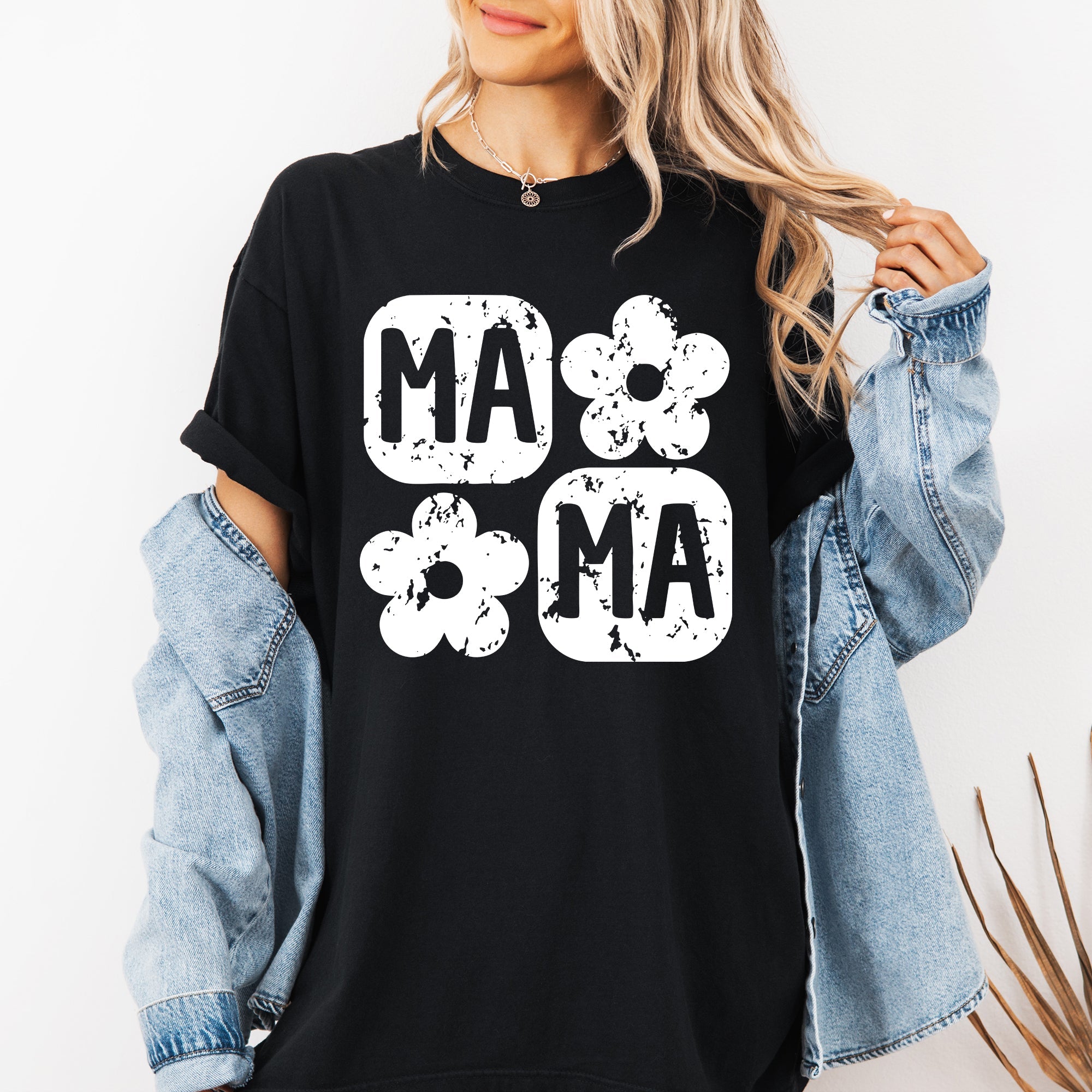 Retro Floral Mama Vintage Mothers Day Floral Keepsake Art Graphic Comfort Colors Tee