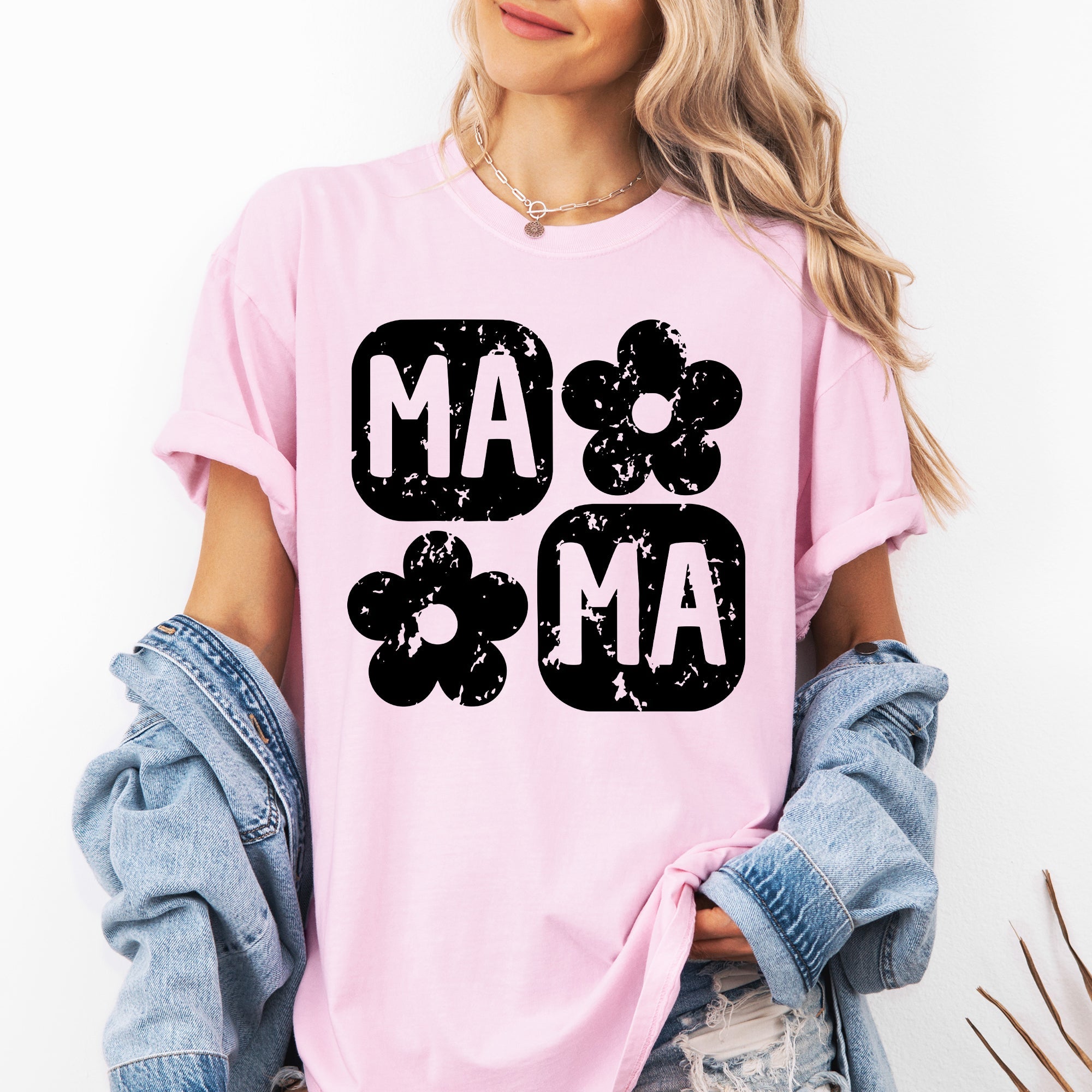 Retro Floral Mama Vintage Mothers Day Floral Keepsake Art Graphic Comfort Colors Tee