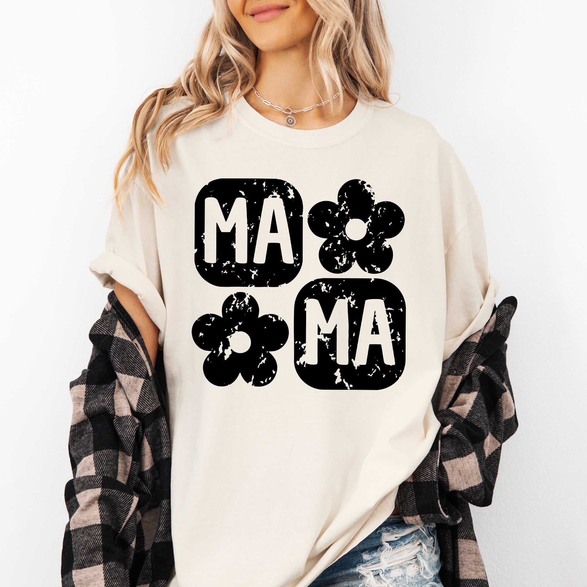 Retro Floral Mama Vintage Mothers Day Floral Keepsake Art Graphic Comfort Colors Tee