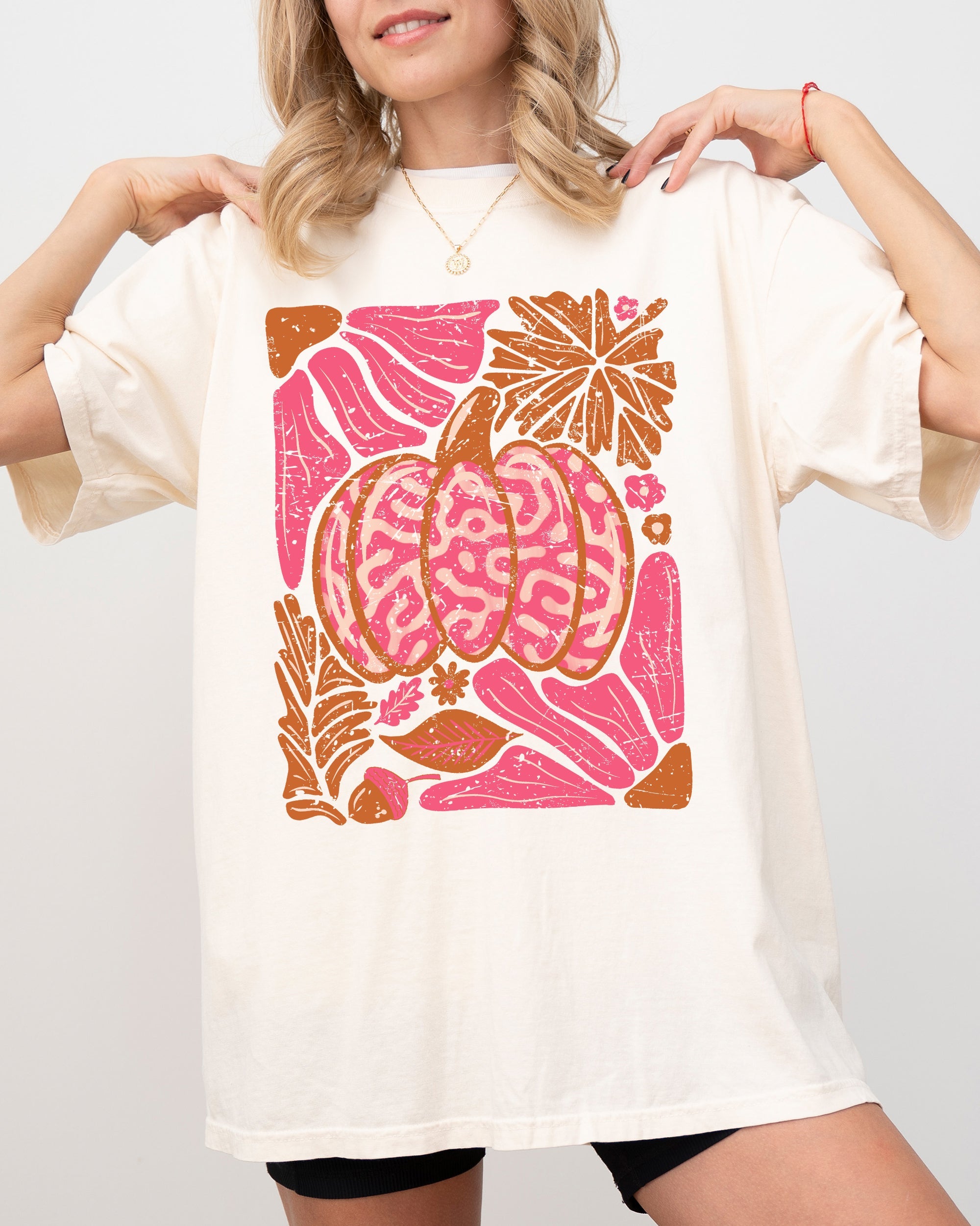 Retro Floral Pumpkin Jack-O-Lantern Harvest Fall Seasonal Design Print Comfort Colors Tee