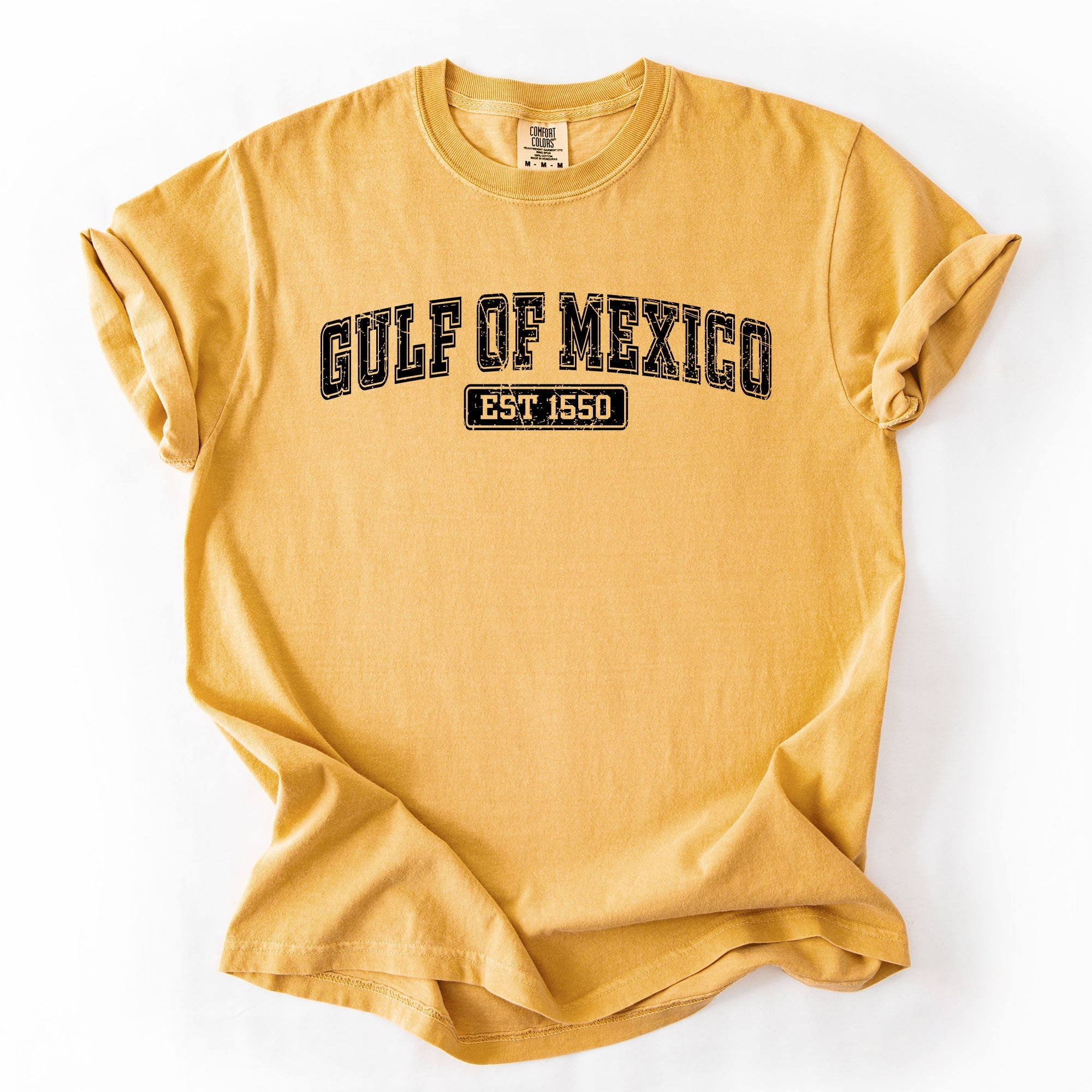 Retro Gulf Of Mexico Varsity Vintage Established 1550 Heritage Edition Premium Comfort Colors Tee