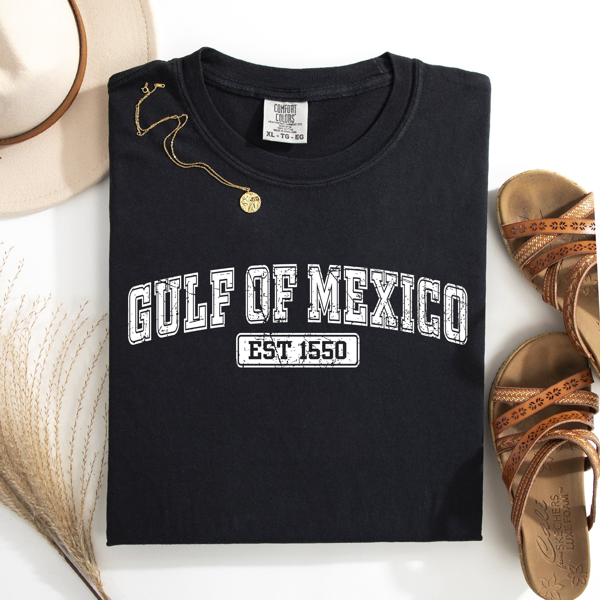 Retro Gulf Of Mexico Varsity Vintage Established 1550 Heritage Edition Premium Comfort Colors Tee