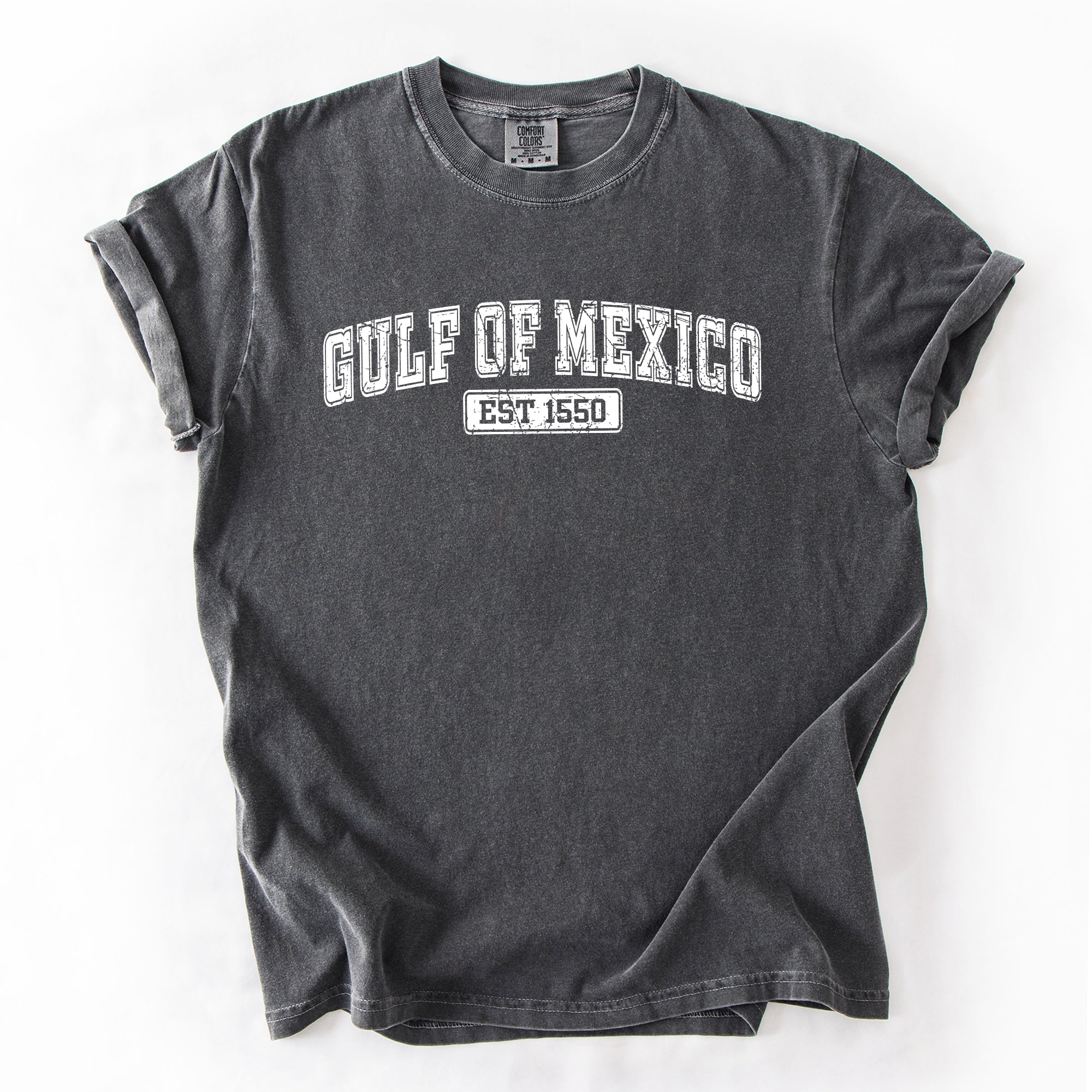 Retro Gulf Of Mexico Varsity Vintage Established 1550 Heritage Edition Premium Comfort Colors Tee