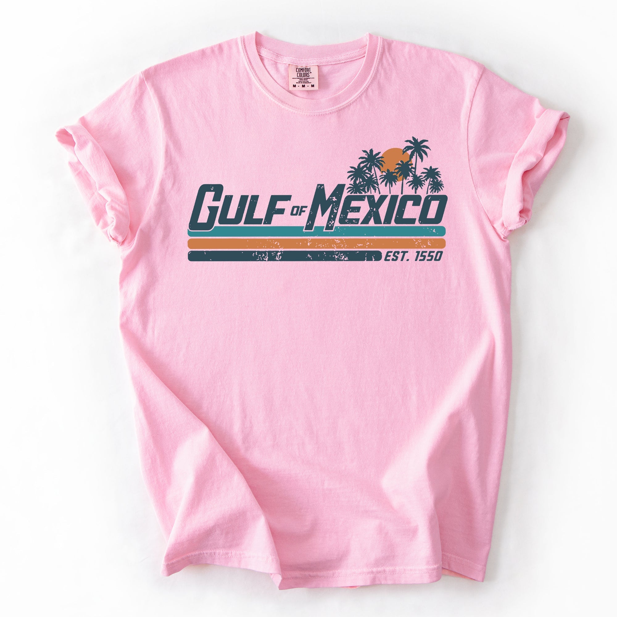 Retro Gulf Of Mexico Vintage Established 1550 Beach Palm Trees Comfort Colors Tee