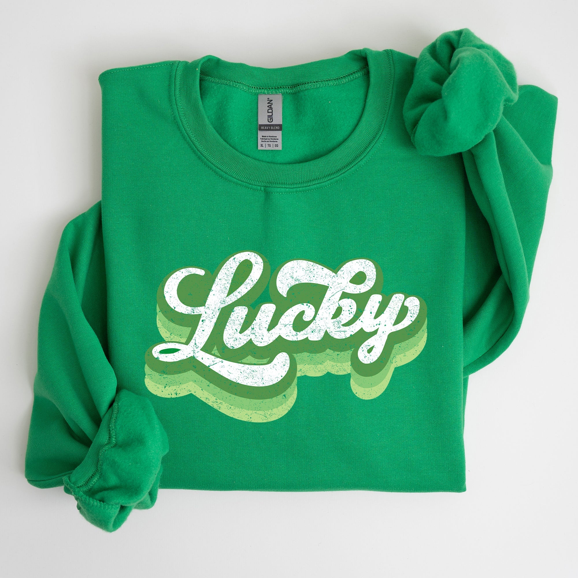 Retro Lucky Vintage Style St Patrick's Day Clover Motif Classic Holiday Sweatshirt