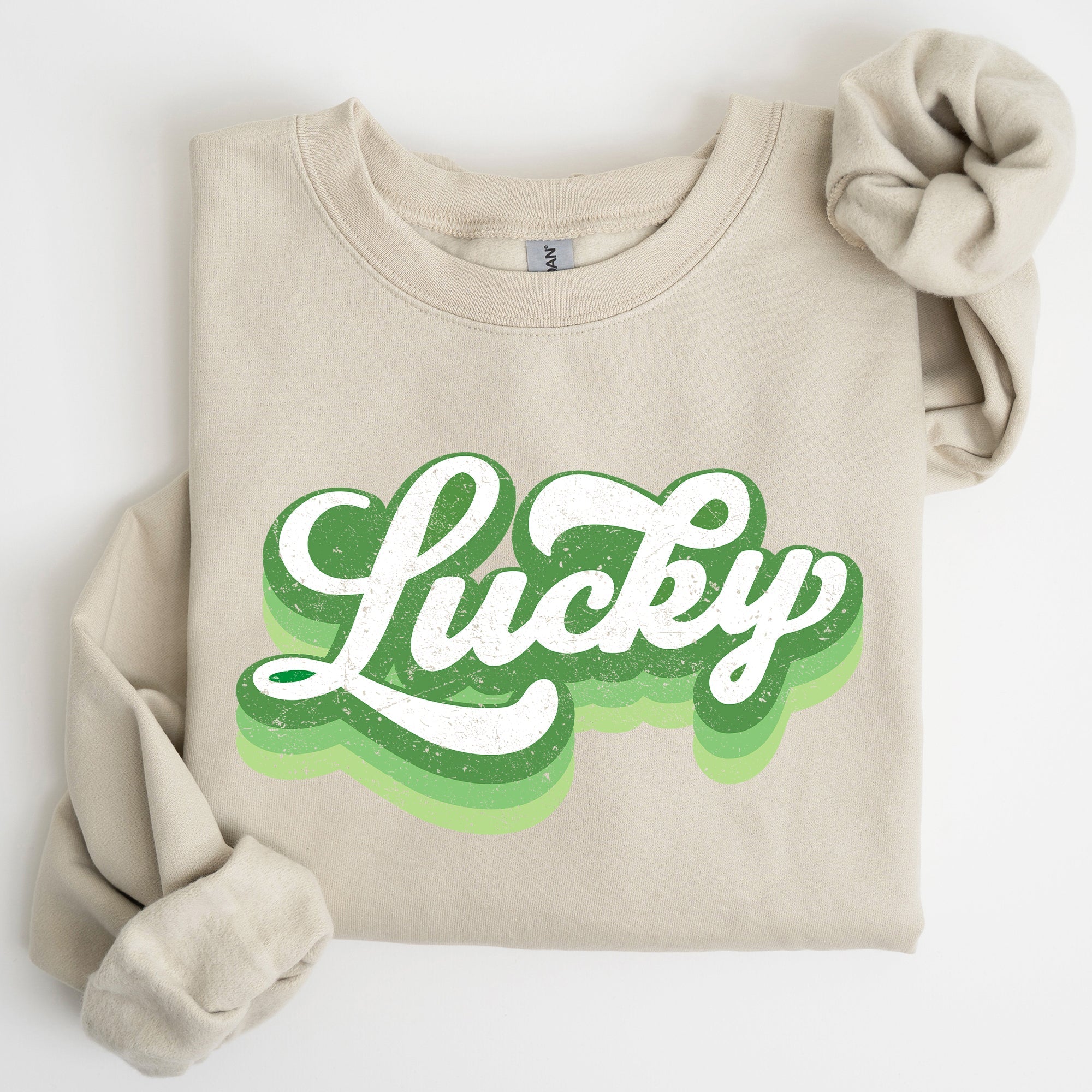 Retro Lucky Vintage Style St Patrick's Day Clover Motif Classic Holiday Sweatshirt