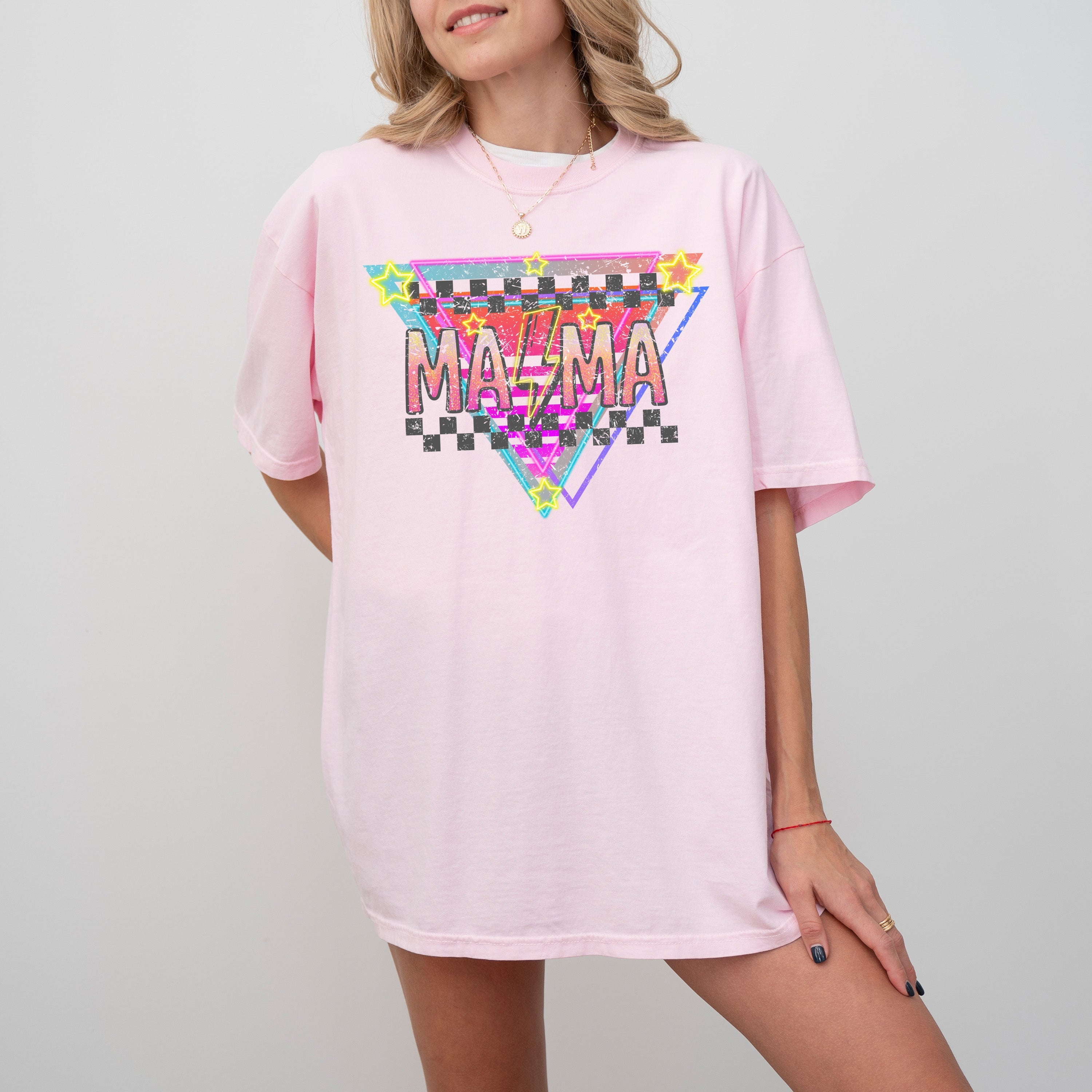 Retro Mama 80s Style Colorful Vintage Mom Baby Shower Pregnant Comfort Colors Tee