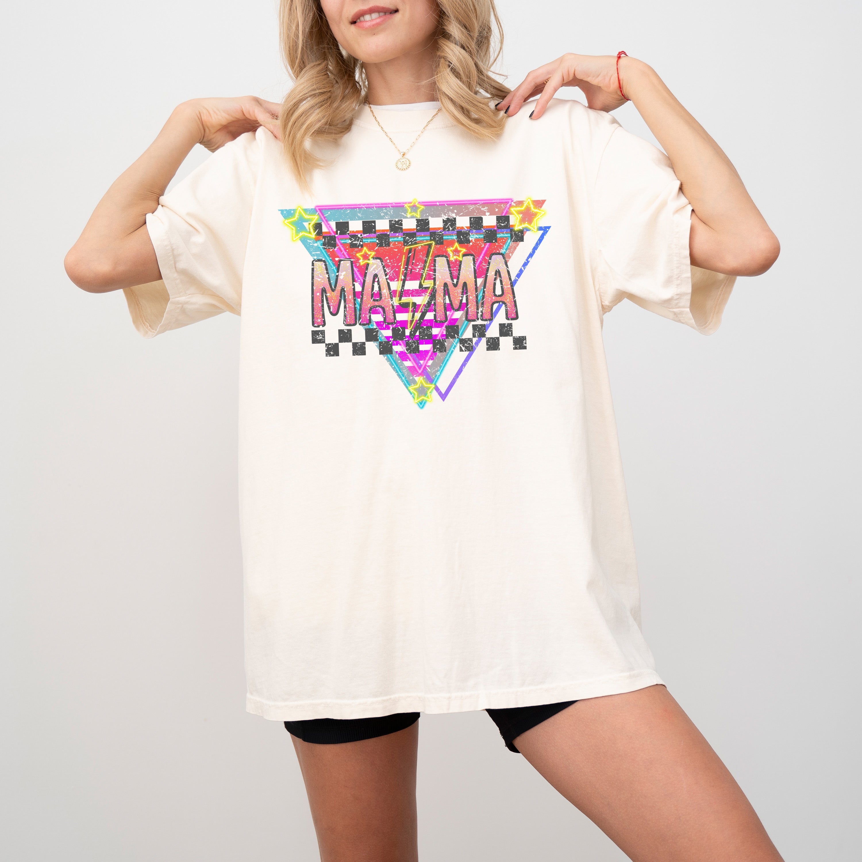 Retro Mama 80s Style Colorful Vintage Mom Baby Shower Pregnant Comfort Colors Tee