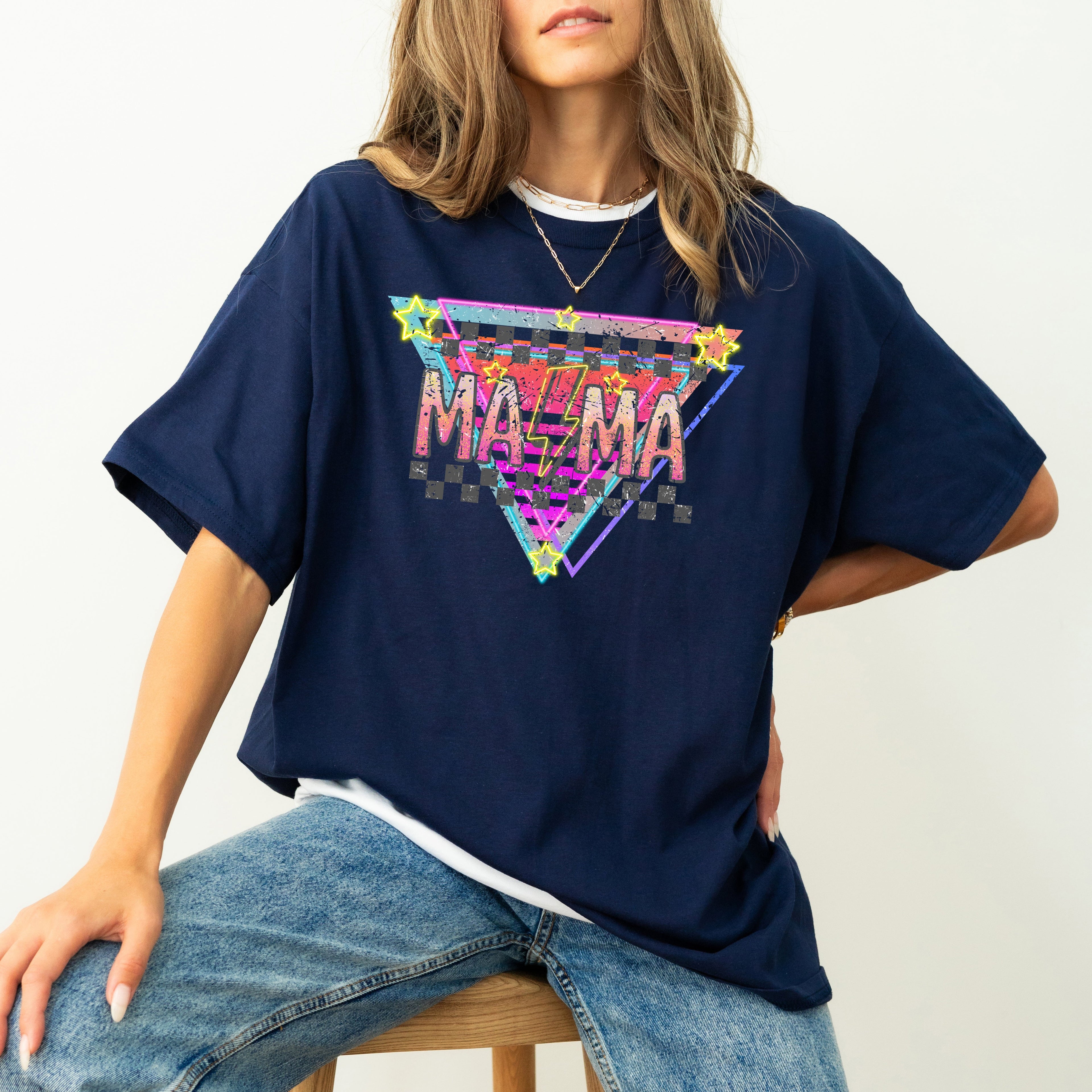 Retro Mama 80s Style Colorful Vintage Mom Baby Shower Pregnant Comfort Colors Tee