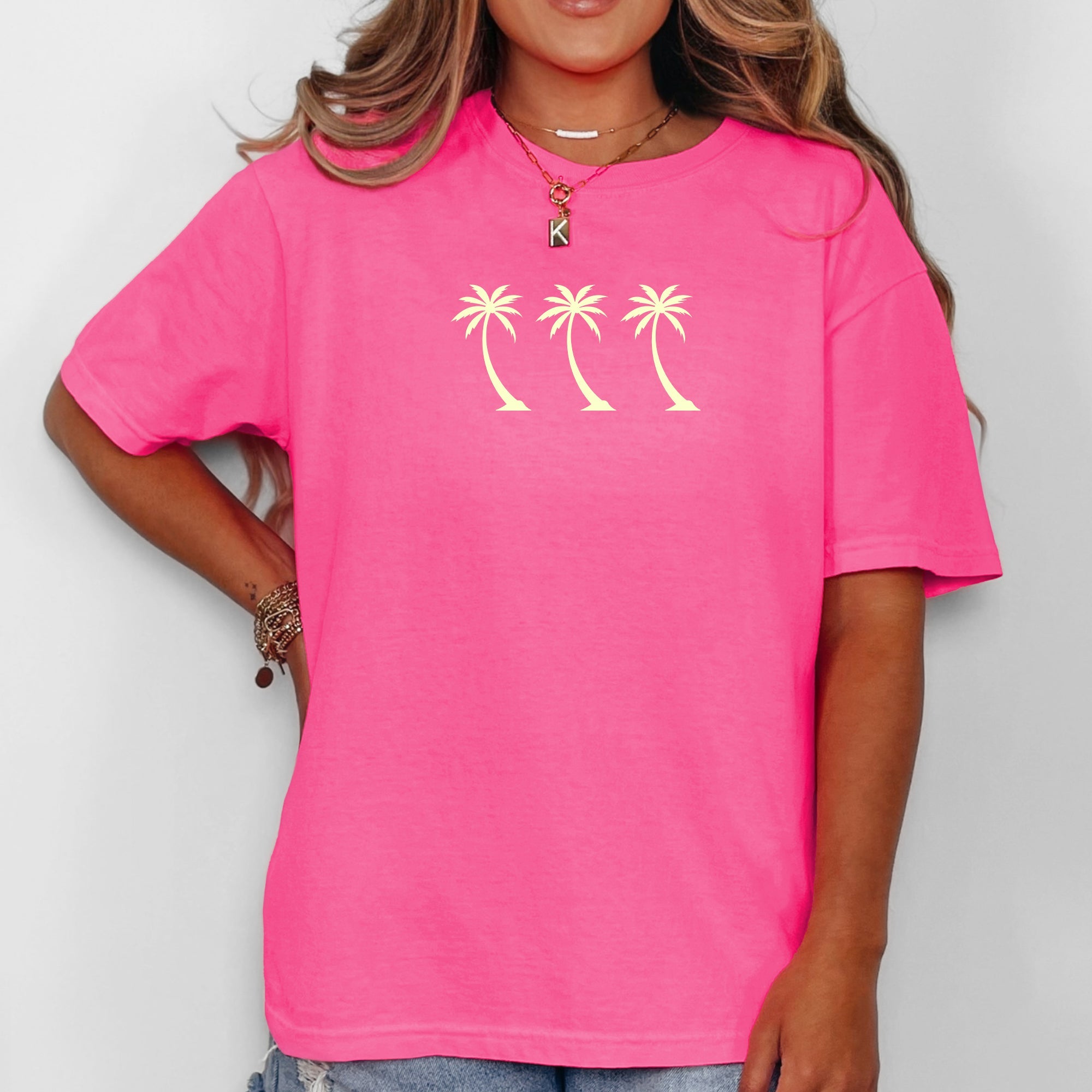 Retro Minimalist Palm Trees Summer Beach Vibes Vintage Sunset Coastal Escape Comfort Colors Tee