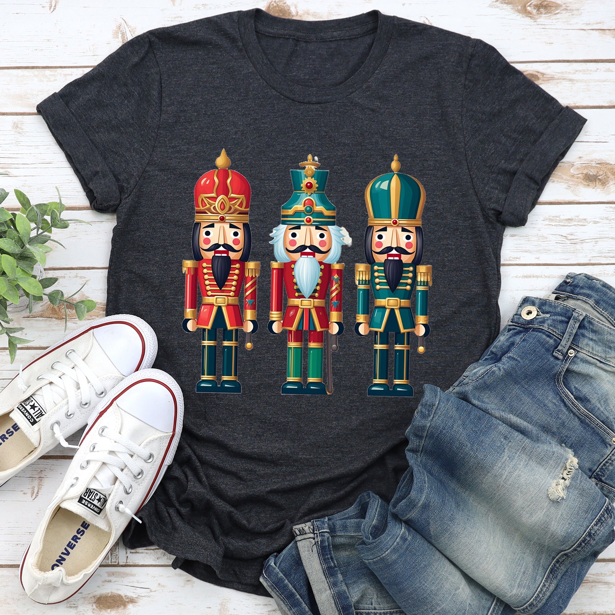 Retro Nutcrackers Classic Christmas Colorful Festive Scene Illustration Graphic Tee