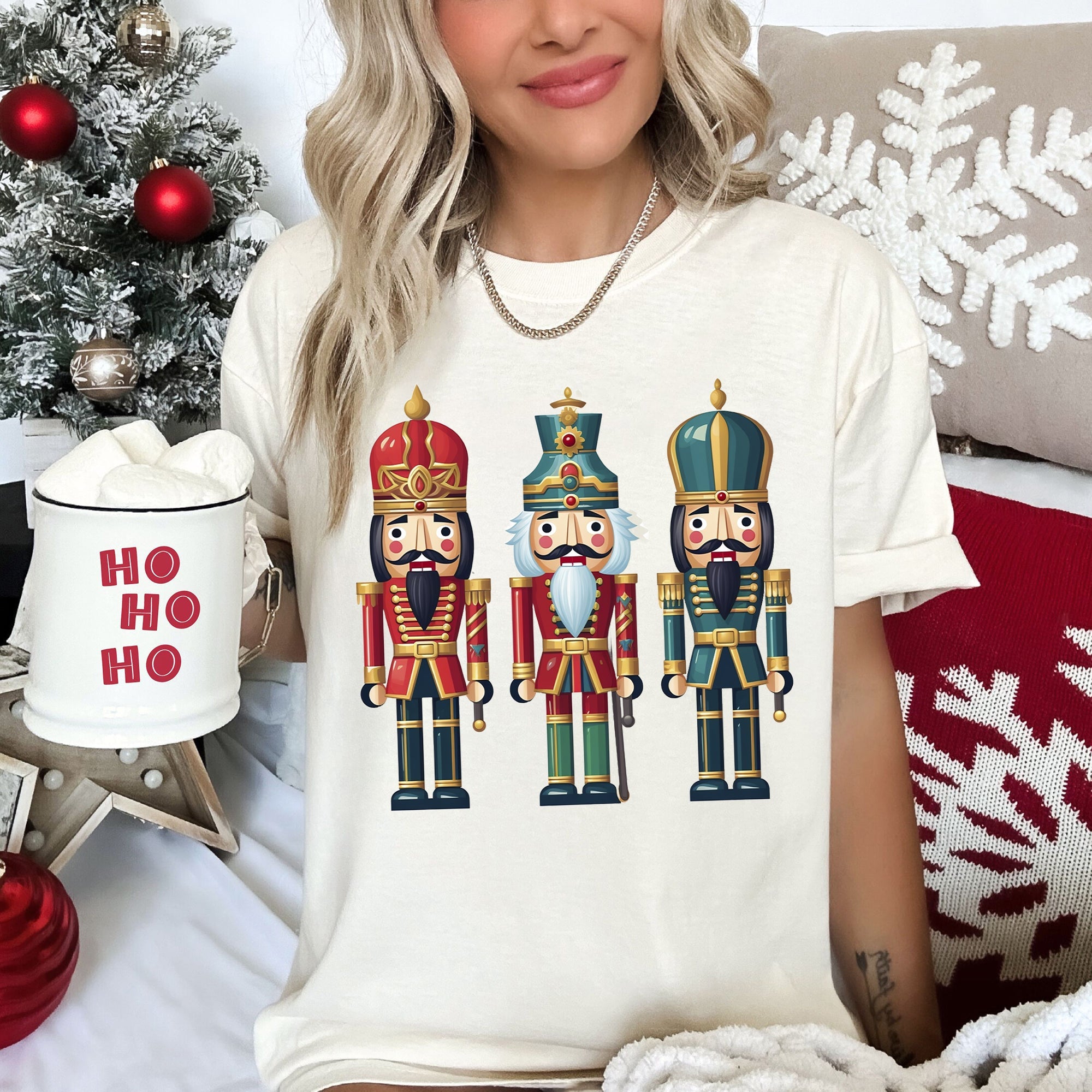 Retro Nutcrackers Classic Colorful Christmas Print Illustration For Holiday Season And Nostalgia Comfort Colors Tee