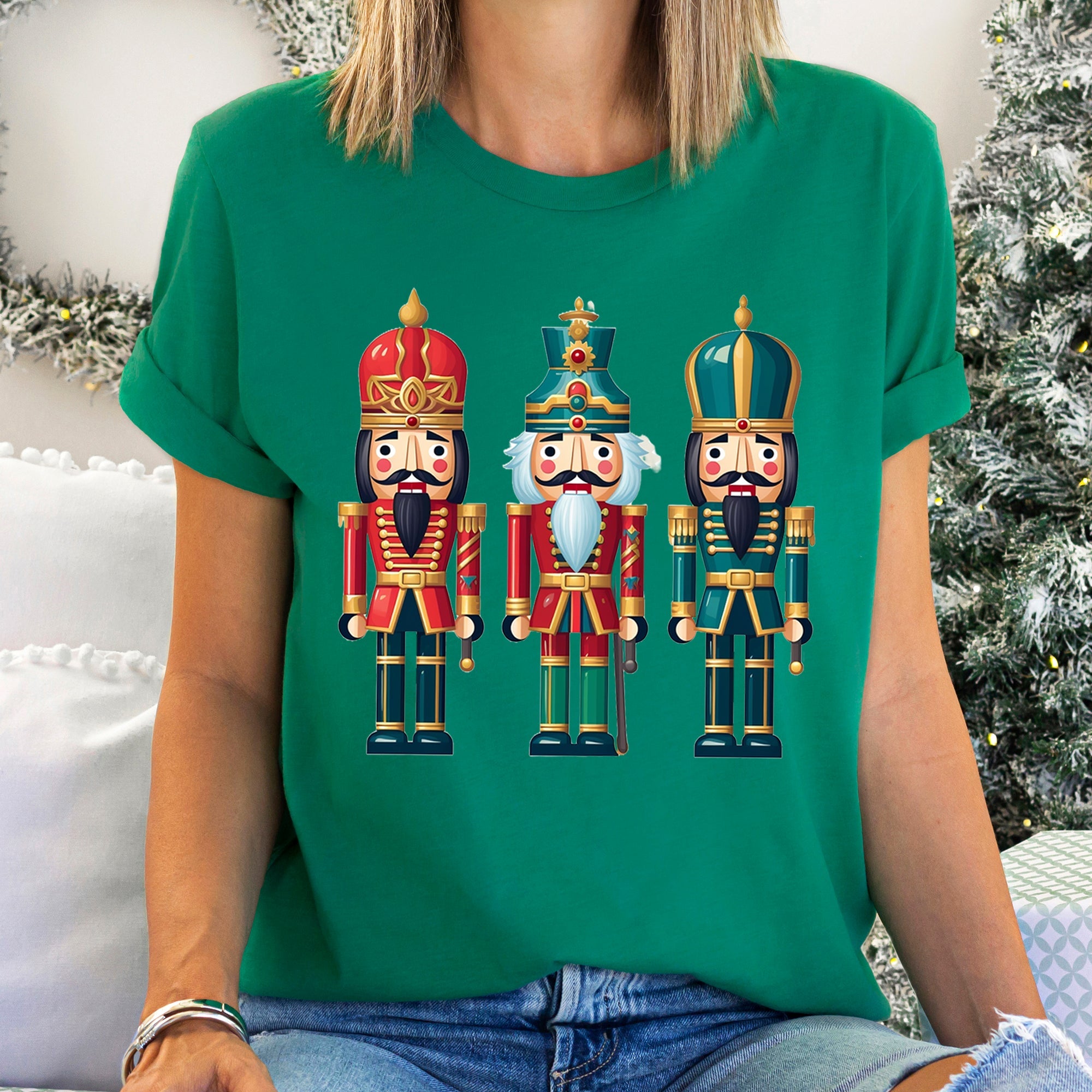 Retro Nutcrackers Classic Christmas Colorful Festive Scene Illustration Graphic Tee