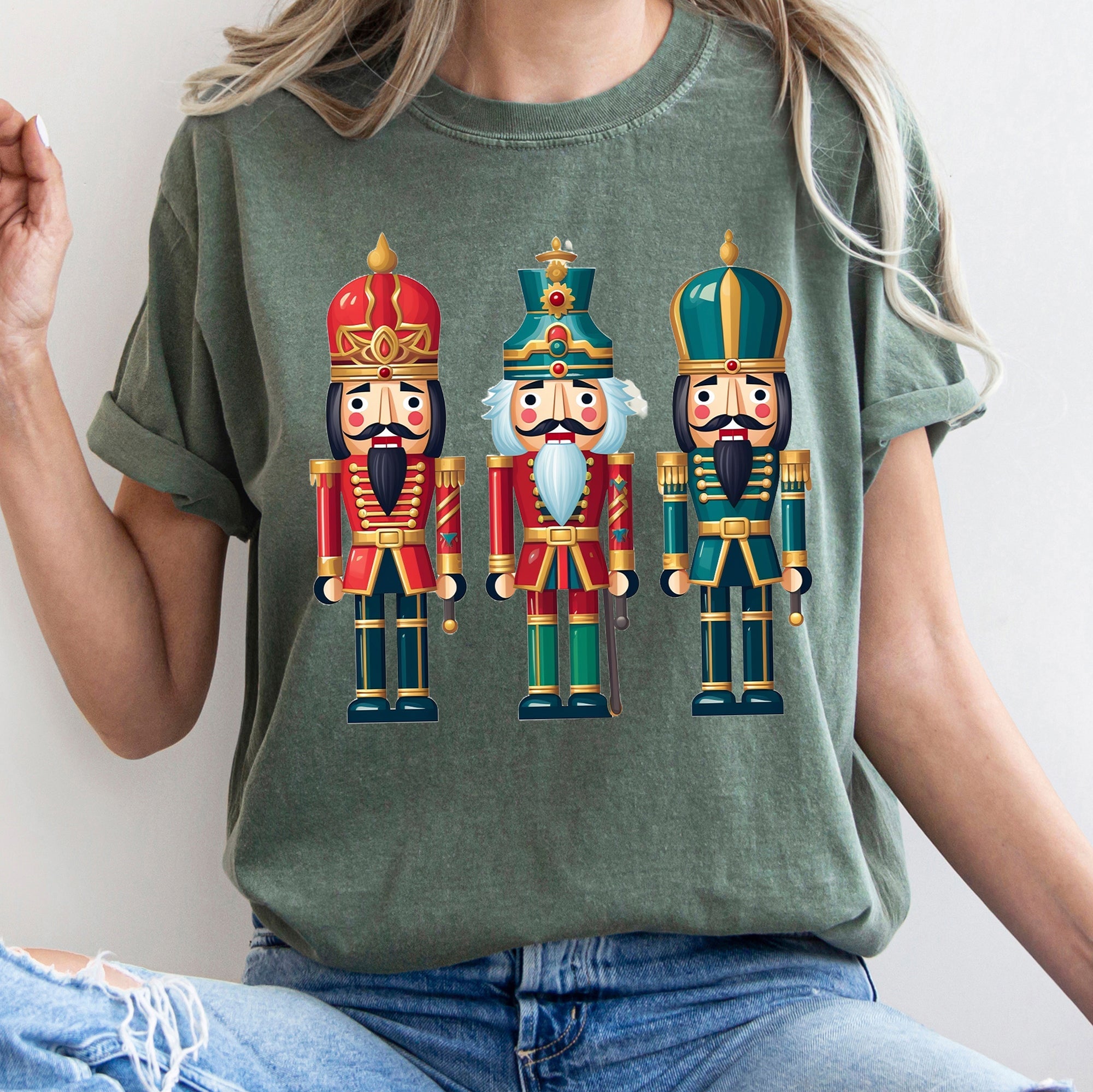 Retro Nutcrackers Classic Colorful Christmas Print Illustration For Holiday Season And Nostalgia Comfort Colors Tee