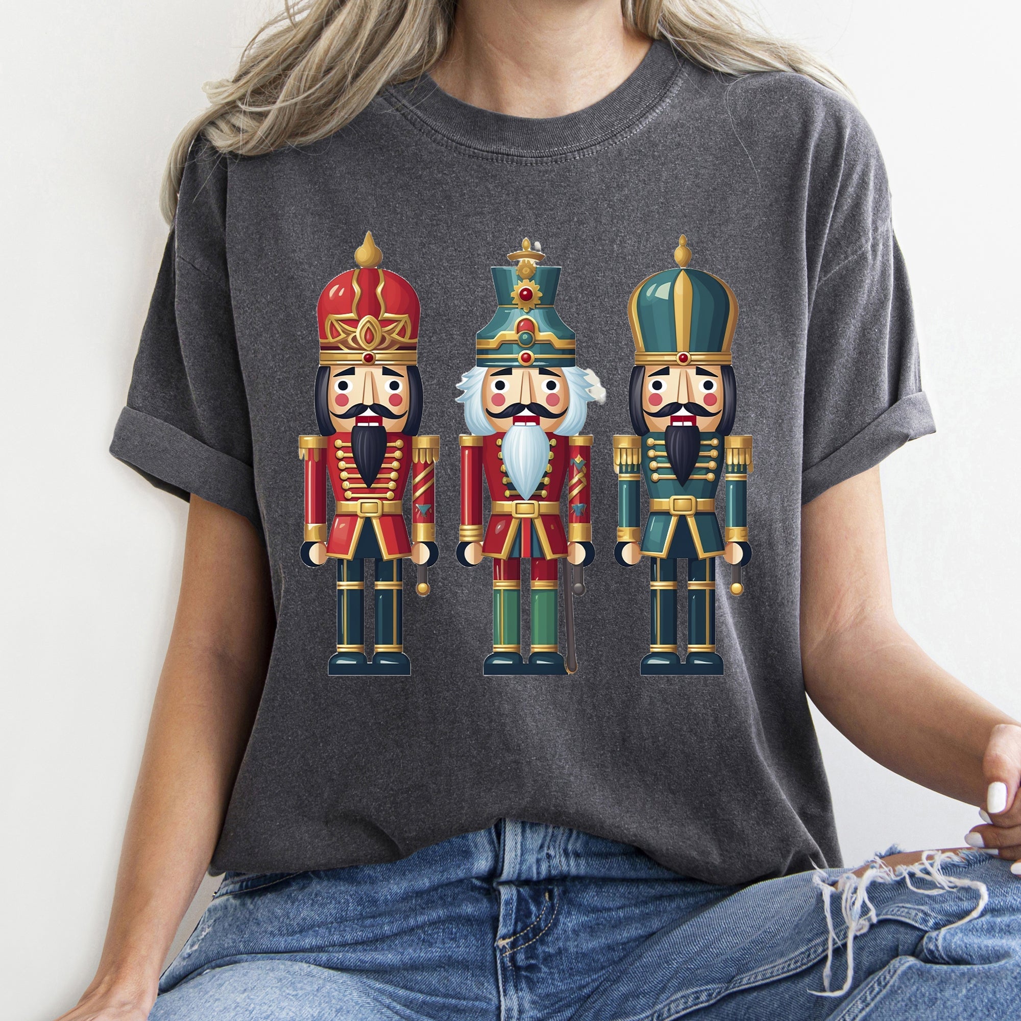 Retro Nutcrackers Classic Colorful Christmas Print Illustration For Holiday Season And Nostalgia Comfort Colors Tee