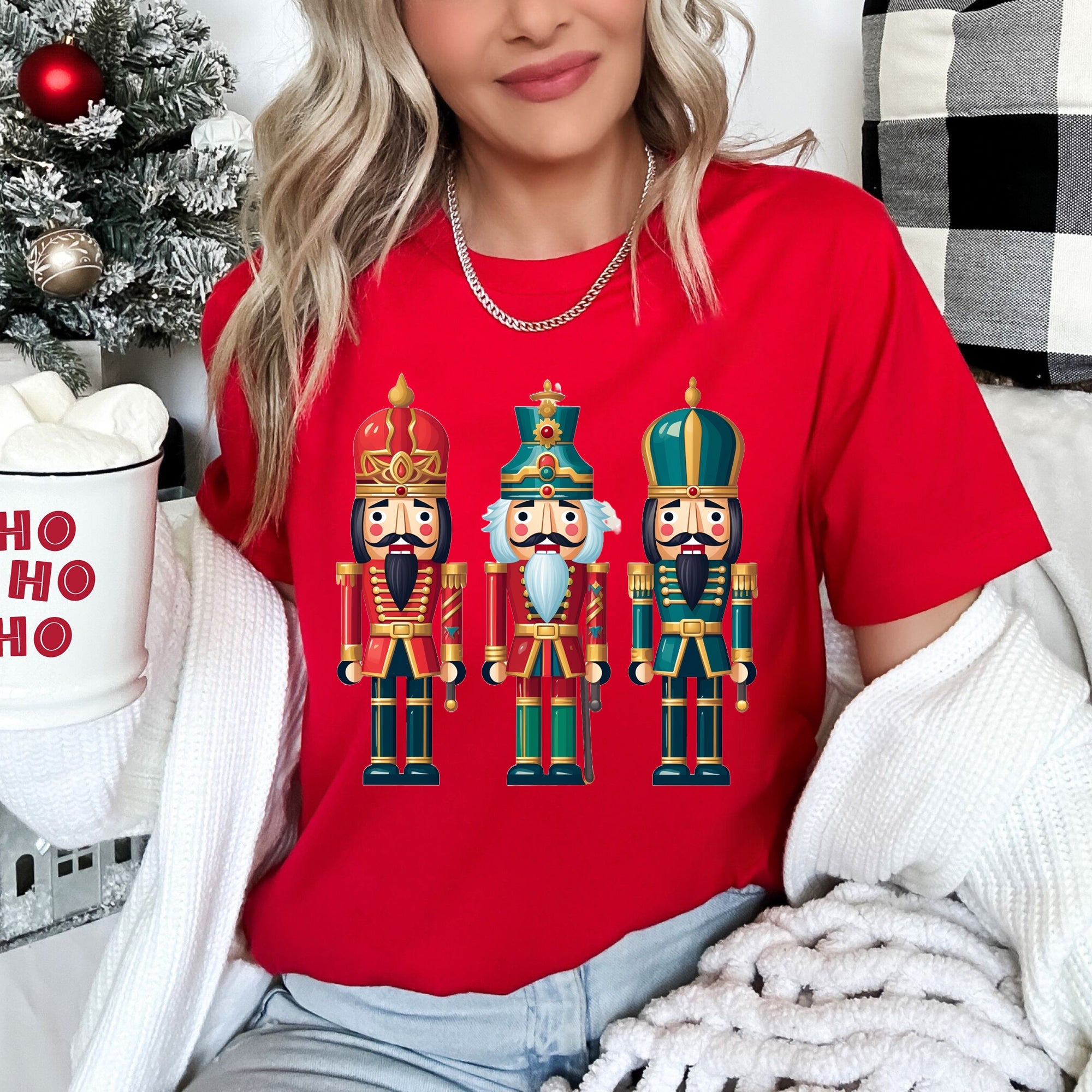 Retro Nutcrackers Classic Christmas Colorful Festive Scene Illustration Graphic Tee