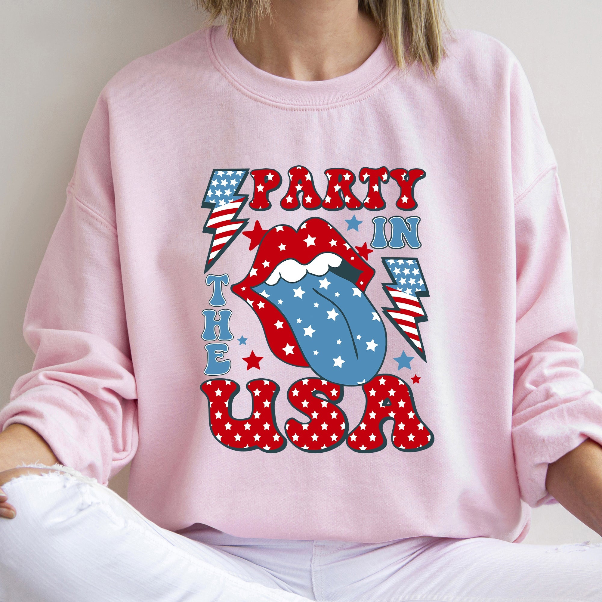 Retro Party In The USA Tongue 4th Of July Vintage Patriotic Graphic Edition Sweatshirt