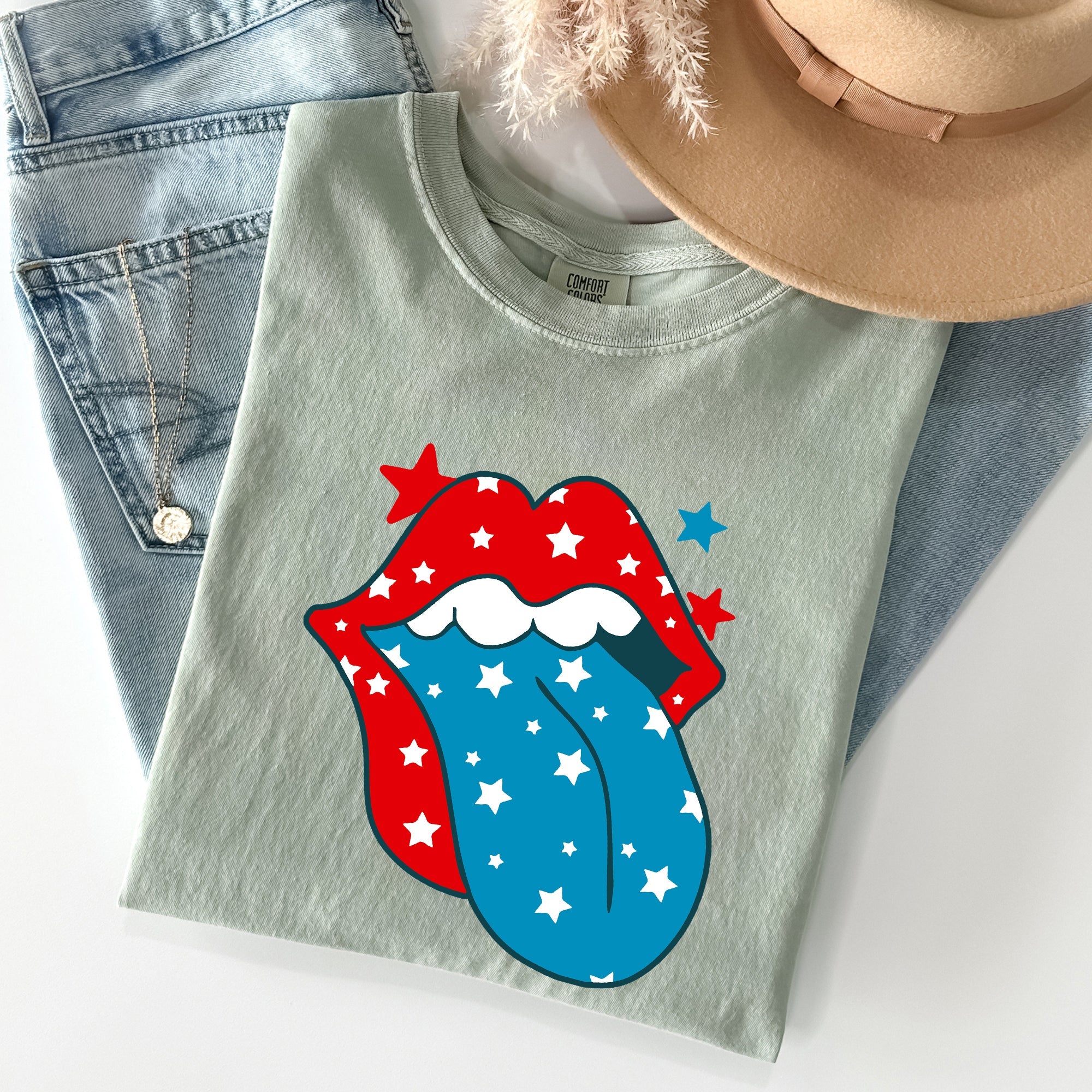 Retro Party In The USA Fourth Of July Tongue Nostalgia Vintage Graphic Design Comfort Colors Tee