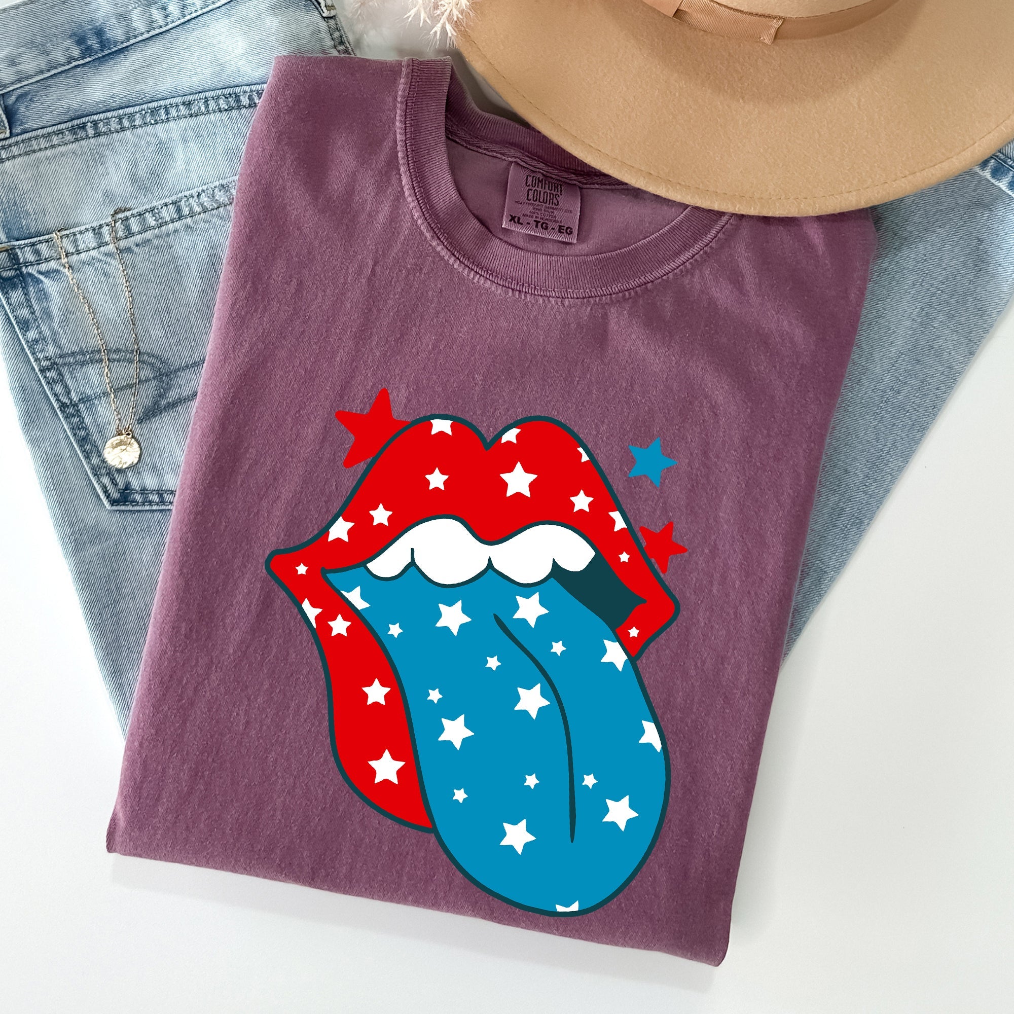 Retro Party In The USA Fourth Of July Tongue Nostalgia Vintage Graphic Design Comfort Colors Tee