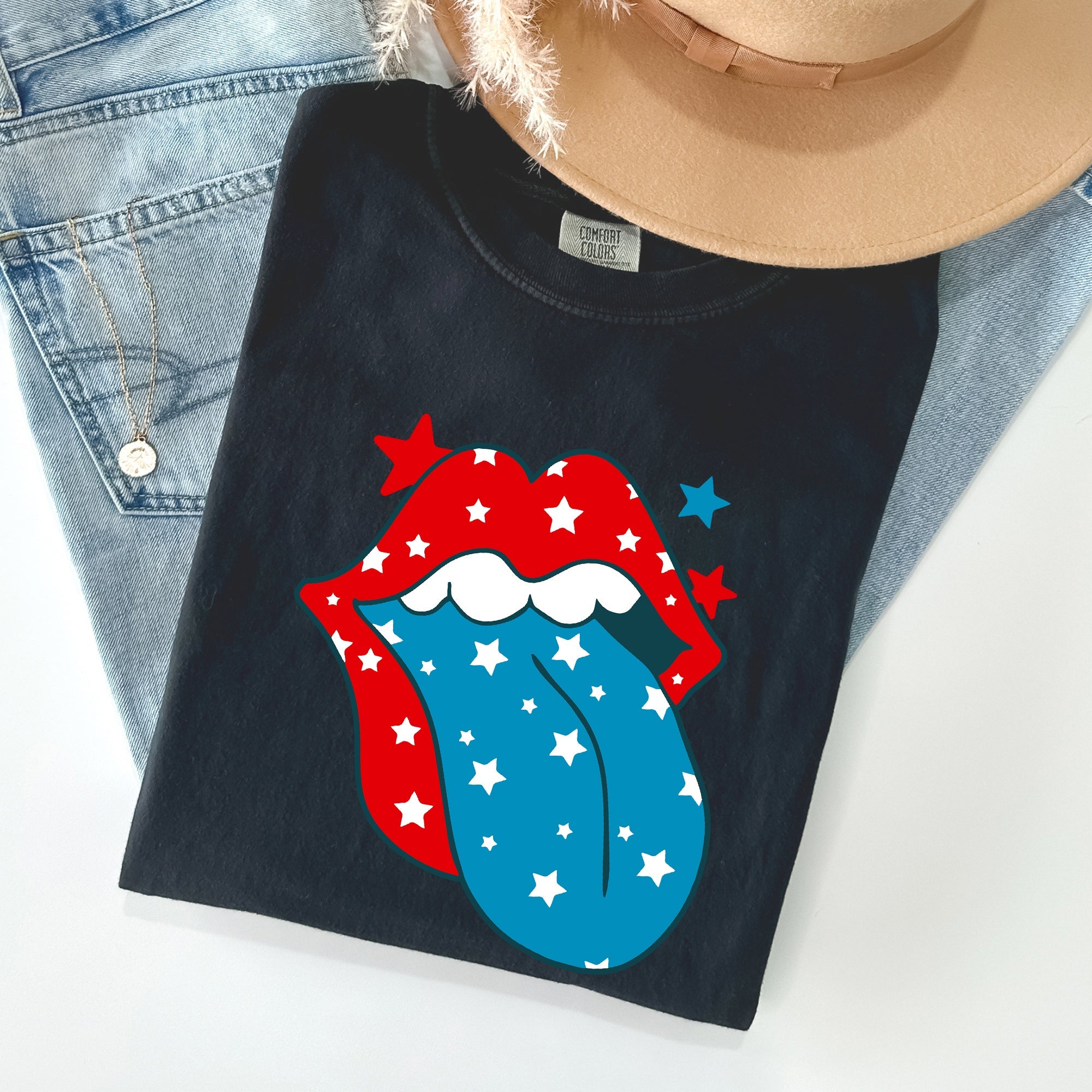Retro Party In The USA Fourth Of July Tongue Nostalgia Vintage Graphic Design Comfort Colors Tee