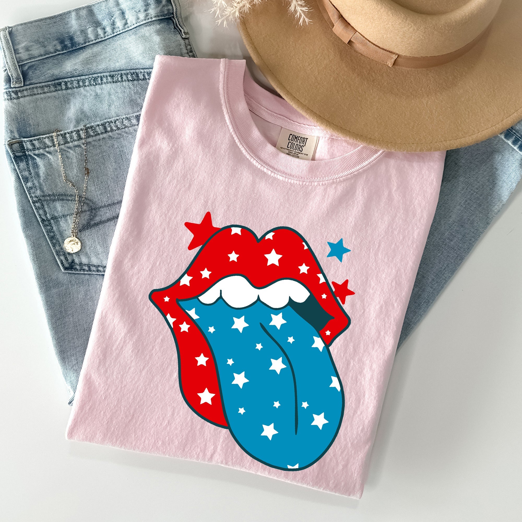 Retro Party In The USA Fourth Of July Tongue Nostalgia Vintage Graphic Design Comfort Colors Tee