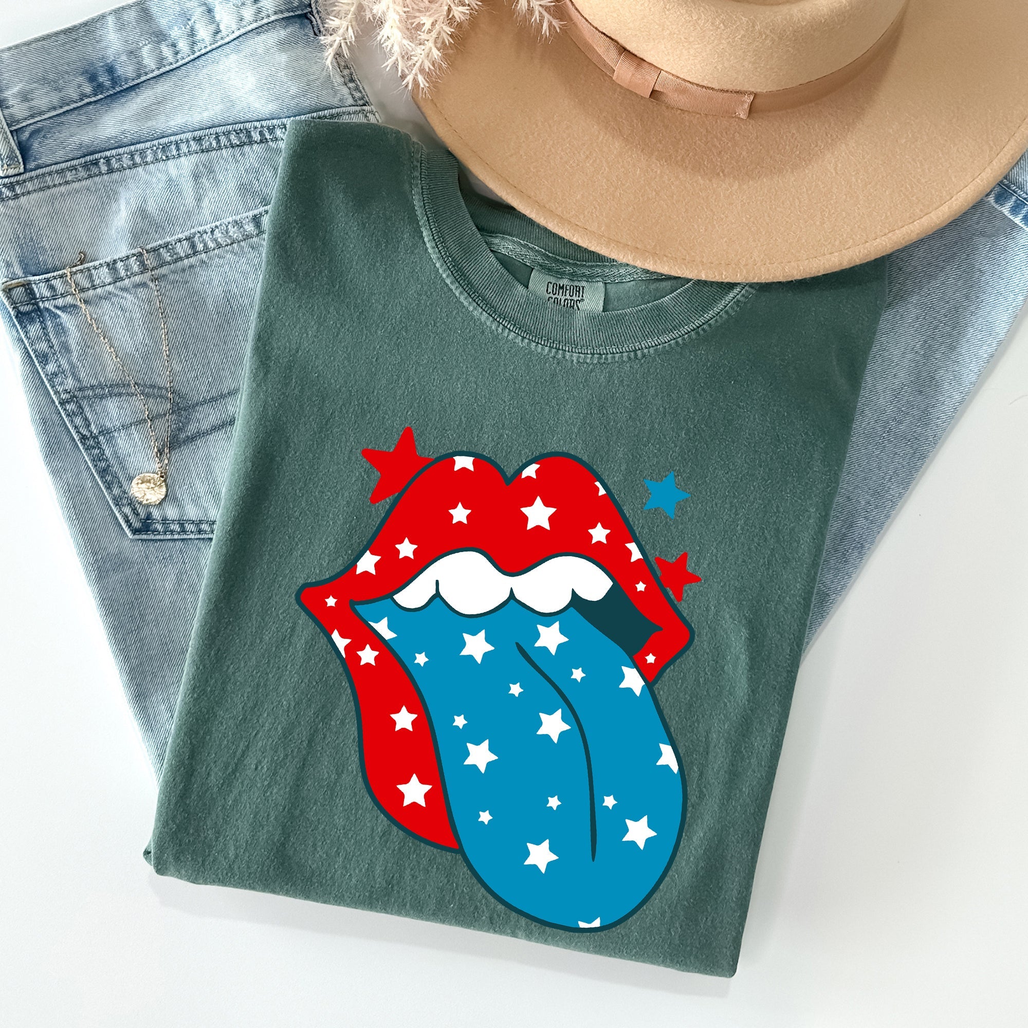 Retro Party In The USA Fourth Of July Tongue Nostalgia Vintage Graphic Design Comfort Colors Tee
