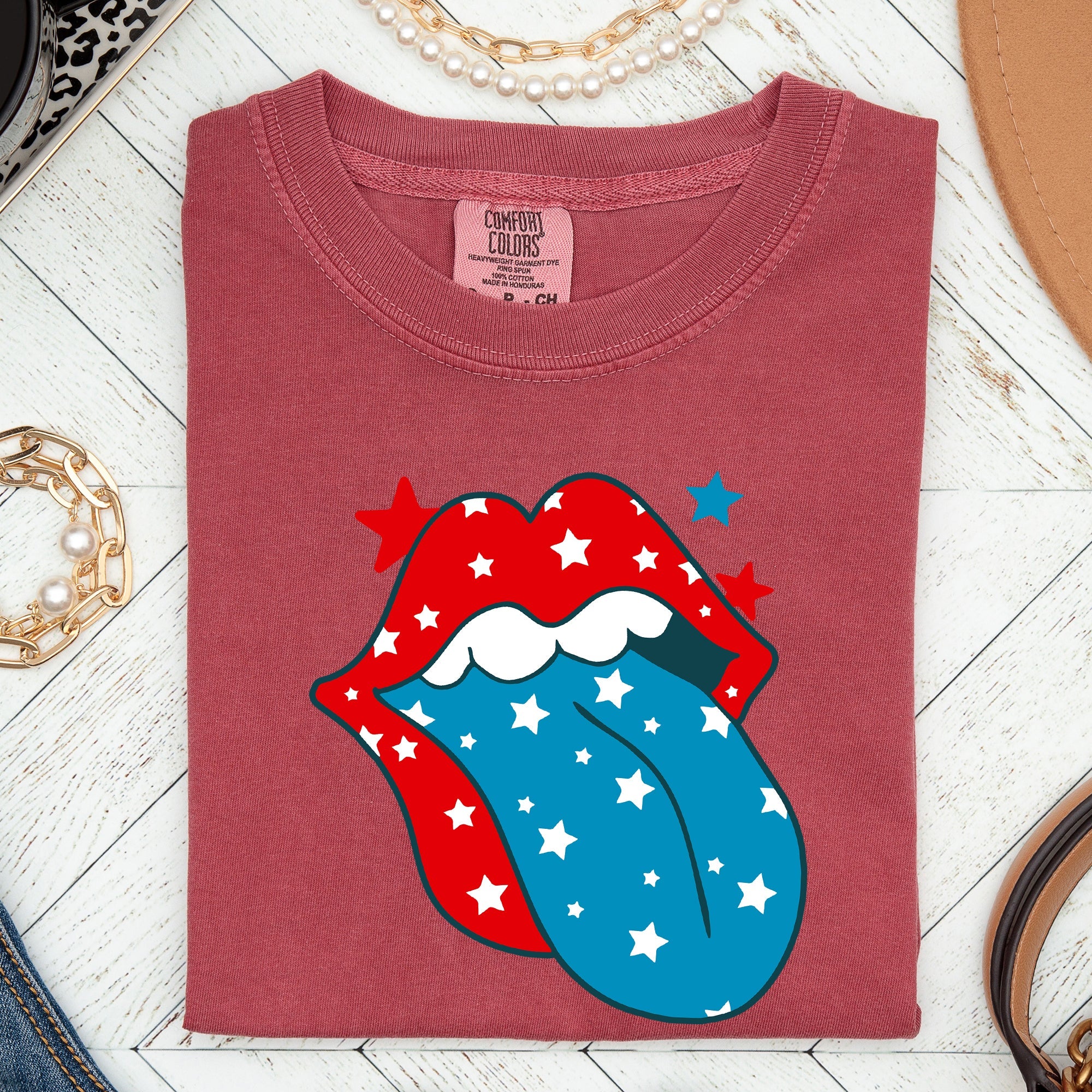 Retro Party In The USA Fourth Of July Tongue Nostalgia Vintage Graphic Design Comfort Colors Tee