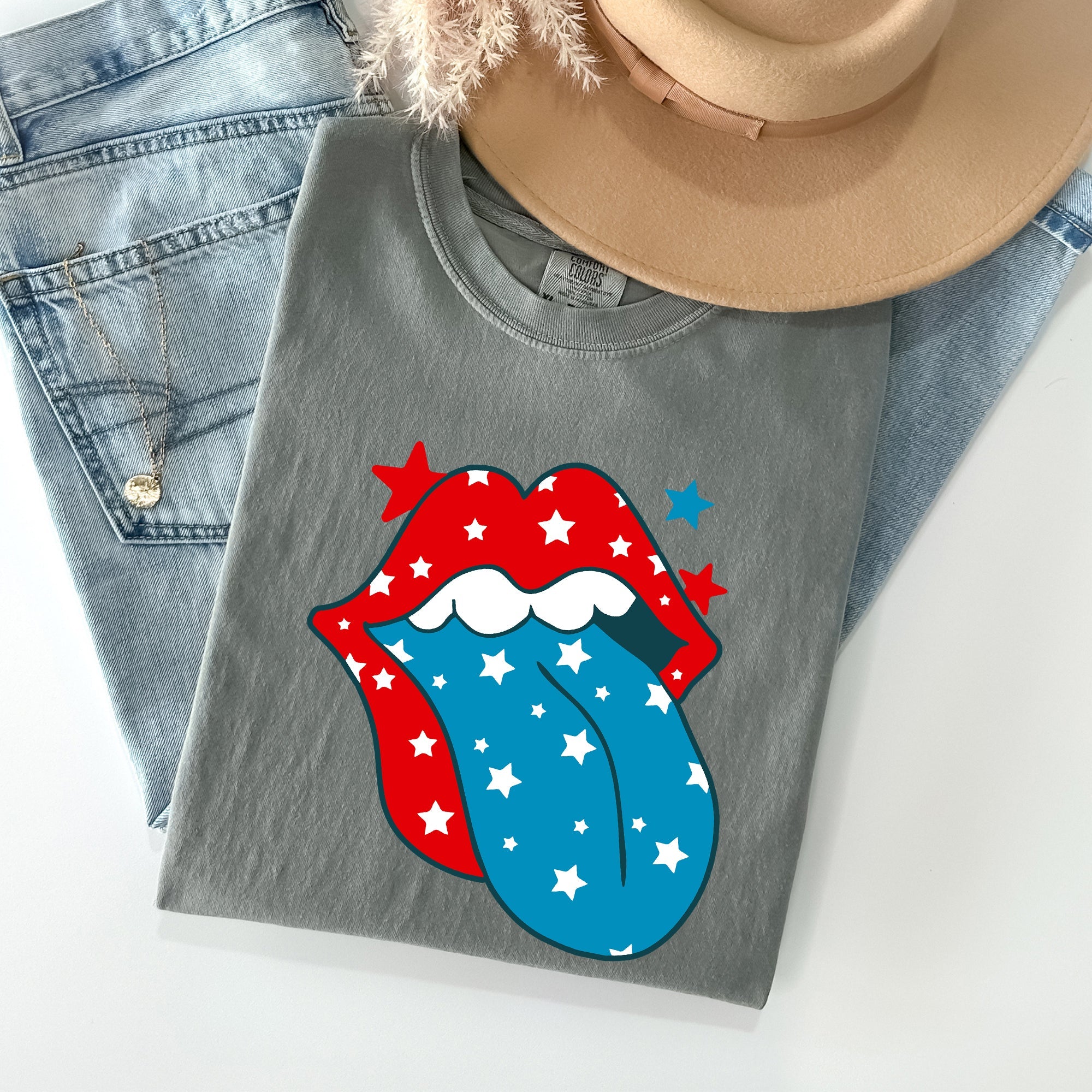 Retro Party In The USA Fourth Of July Tongue Nostalgia Vintage Graphic Design Comfort Colors Tee