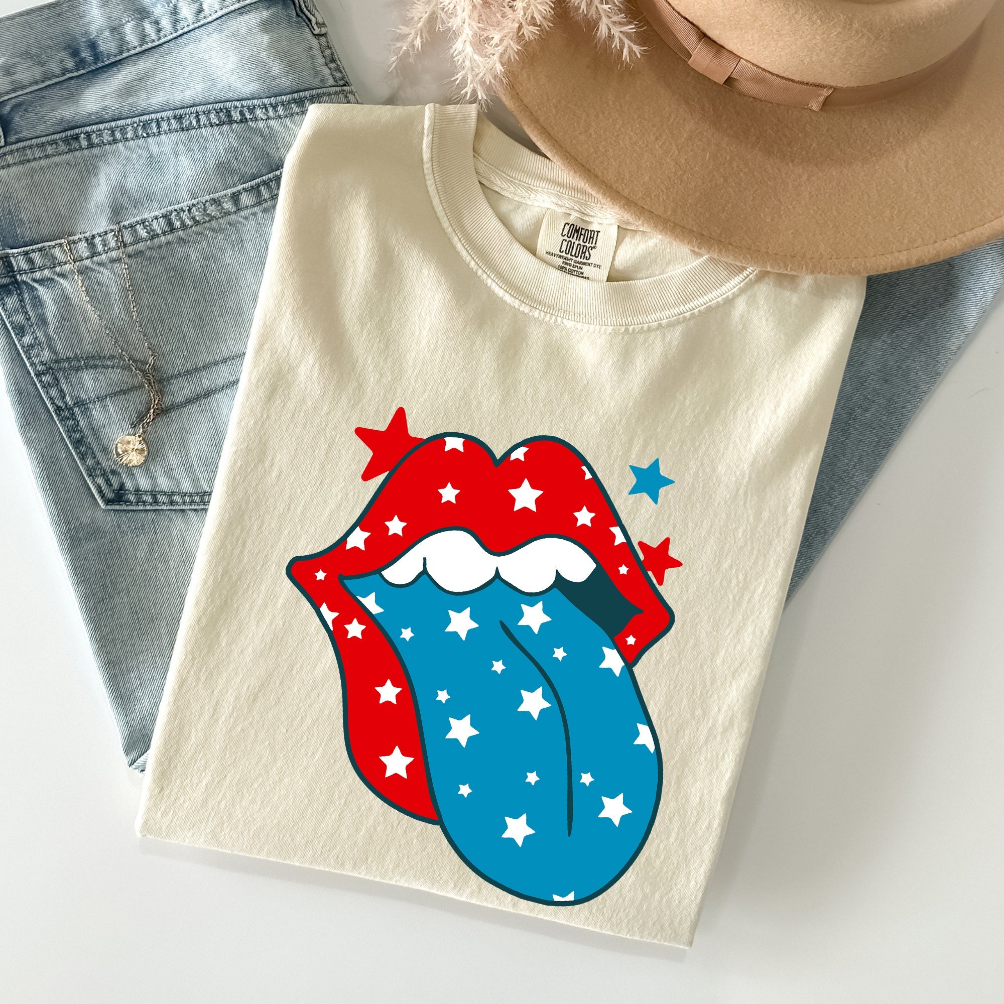 Retro Party In The USA Fourth Of July Tongue Nostalgia Vintage Graphic Design Comfort Colors Tee