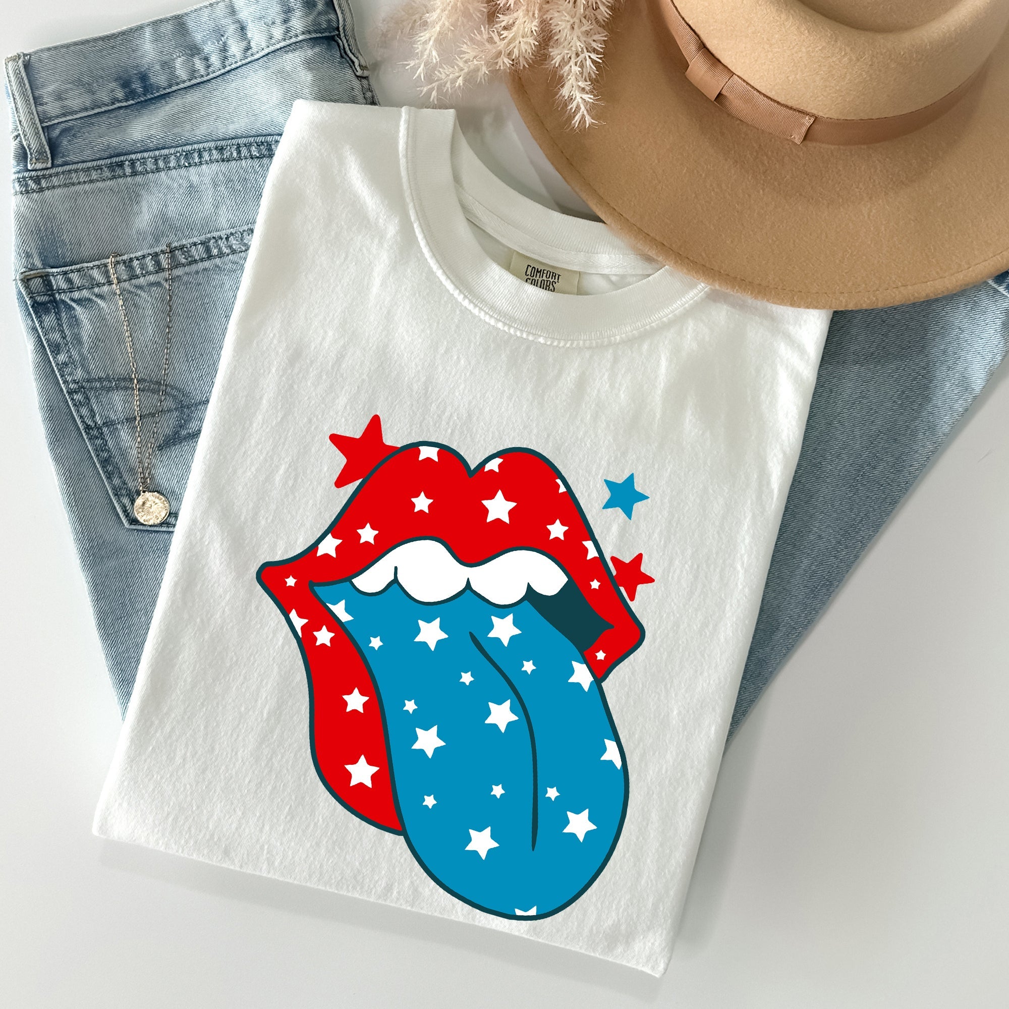Retro Party In The USA Fourth Of July Tongue Nostalgia Vintage Graphic Design Comfort Colors Tee