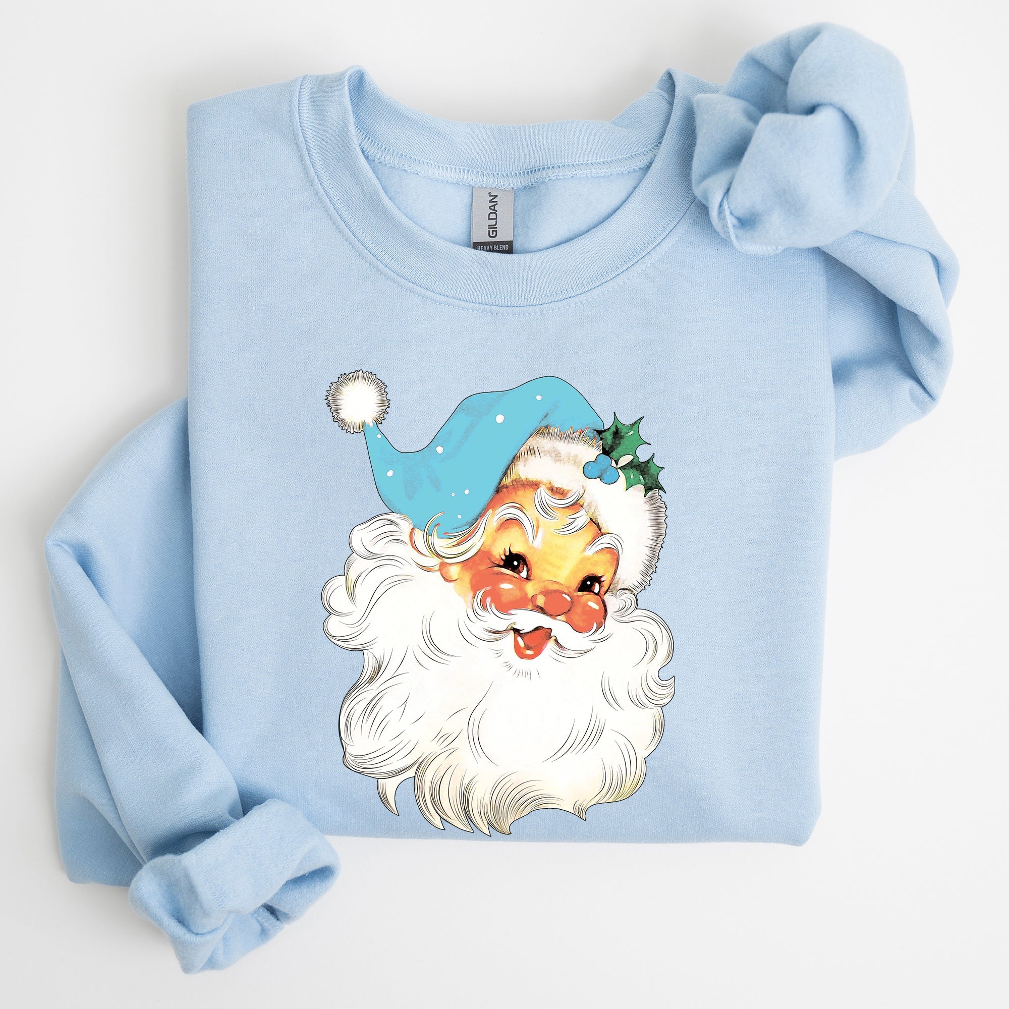 Retro Santa Classic Twinkle Christmas Winter Xmas Cozy Fleece-Lined Warm Sweatshirt