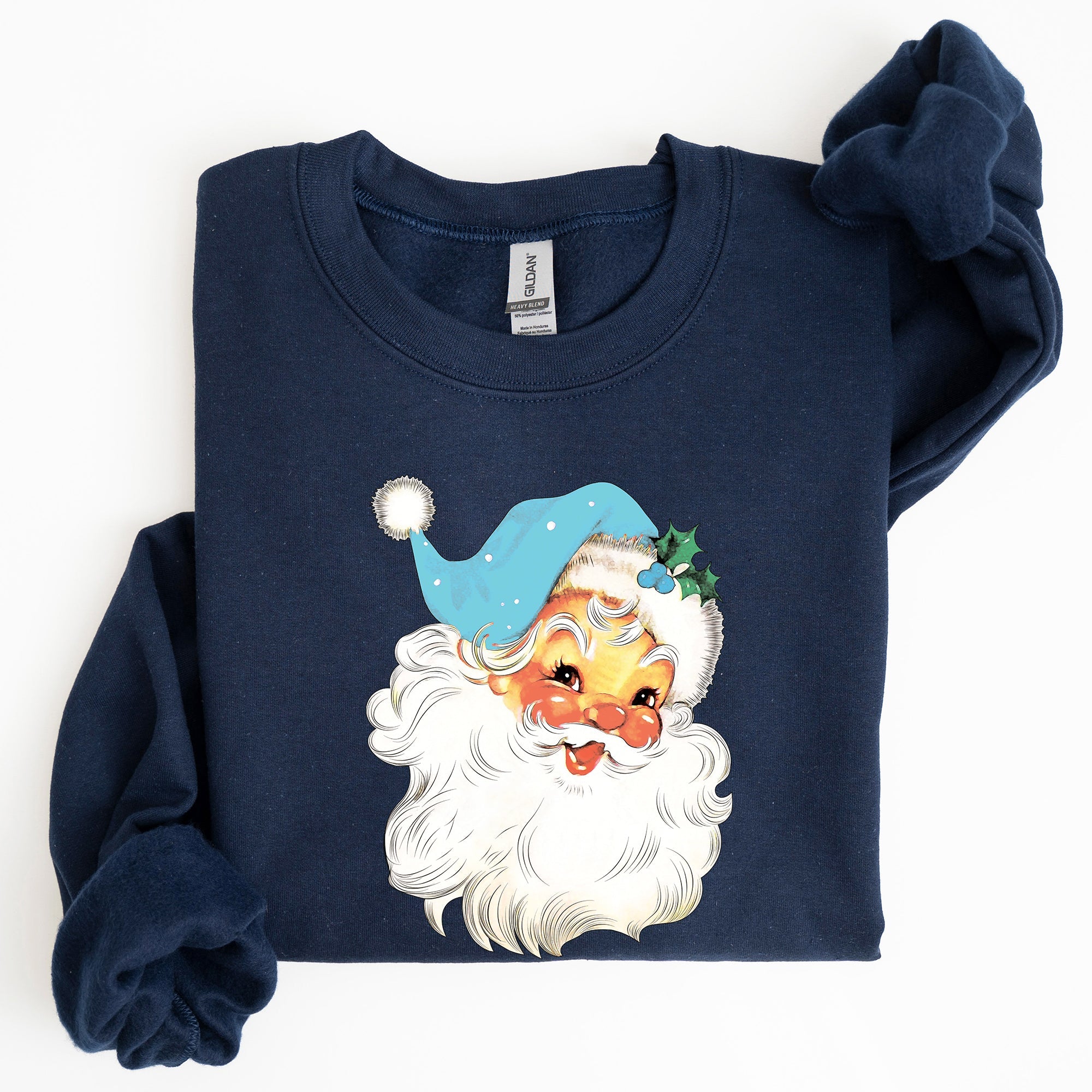Retro Santa Classic Twinkle Christmas Winter Xmas Cozy Fleece-Lined Warm Sweatshirt