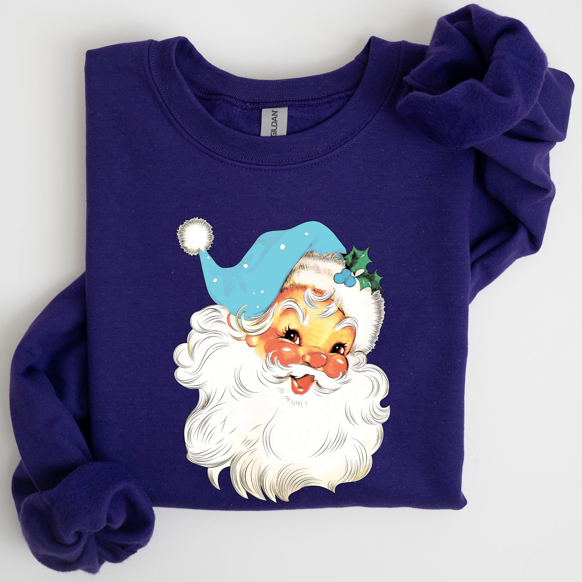 Retro Santa Classic Twinkle Christmas Winter Xmas Cozy Fleece-Lined Warm Sweatshirt