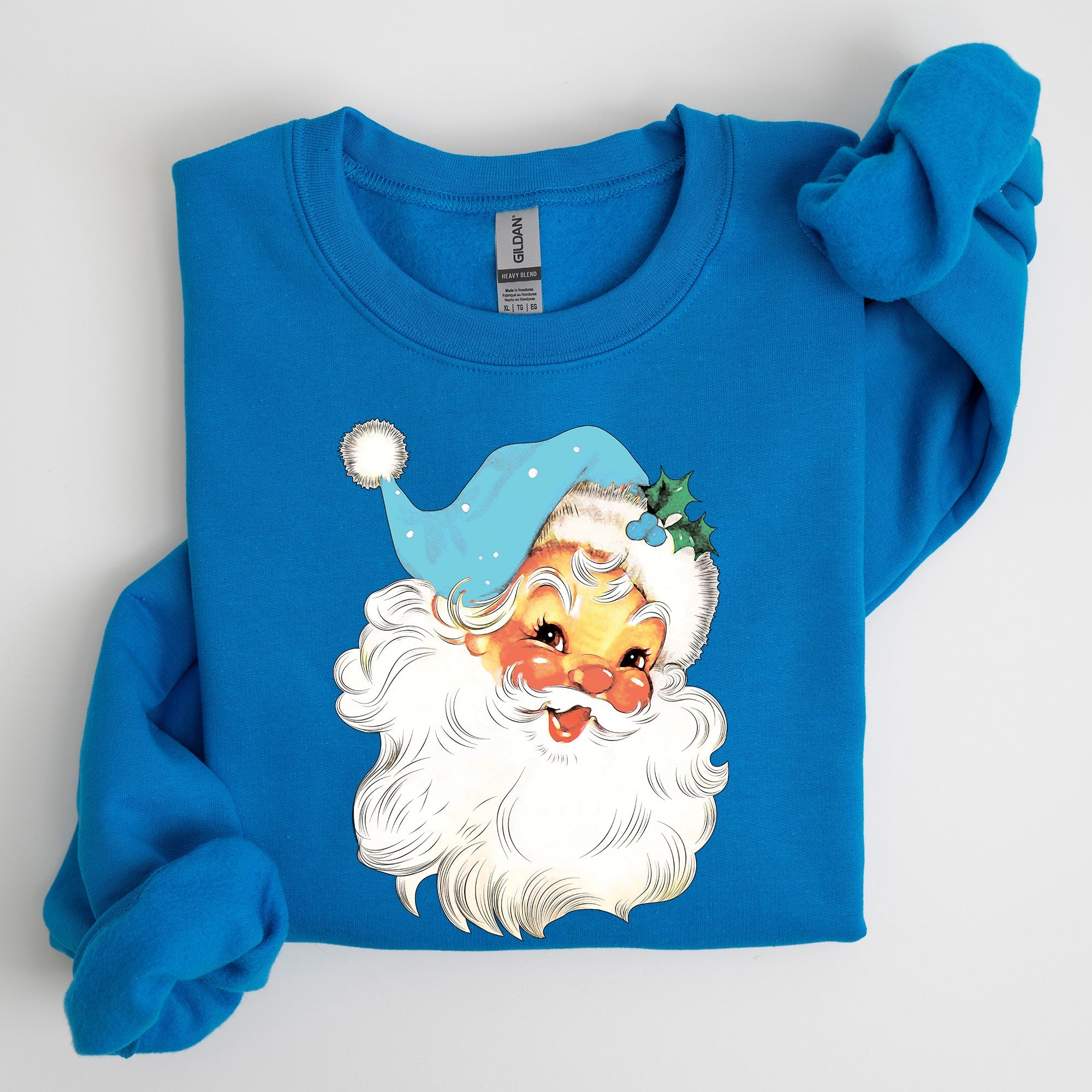 Retro Santa Classic Twinkle Christmas Winter Xmas Cozy Fleece-Lined Warm Sweatshirt