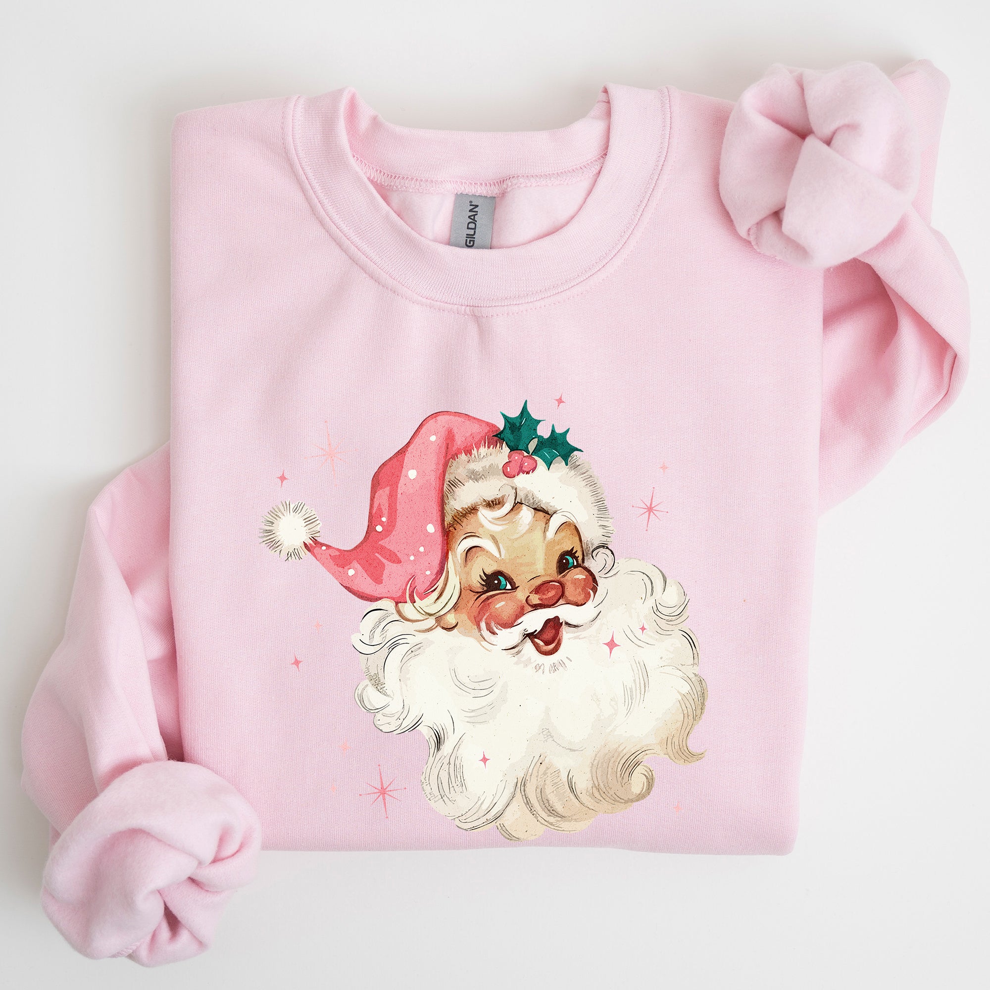Retro Santa Pink Christmas Sparkles Vintage Winter Snow Xmas Retro Inspired Sweatshirt